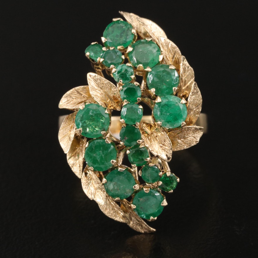 Vintage 14K Emerald Cluster Ring