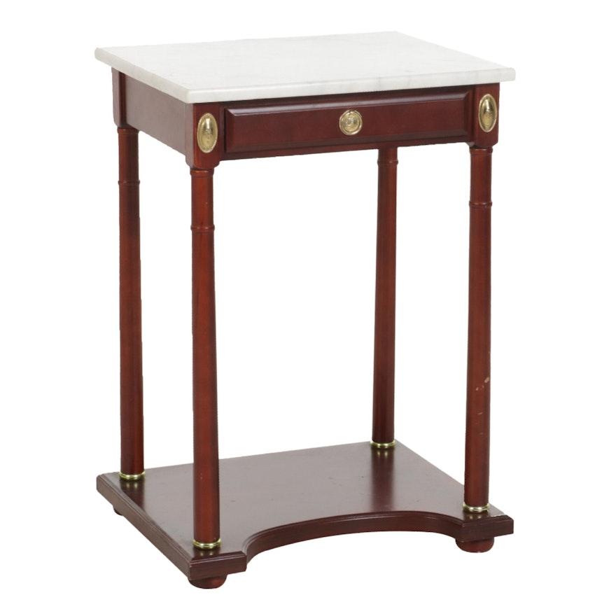 Empire Style Mahogany-Stained and Marble Top Hall Table