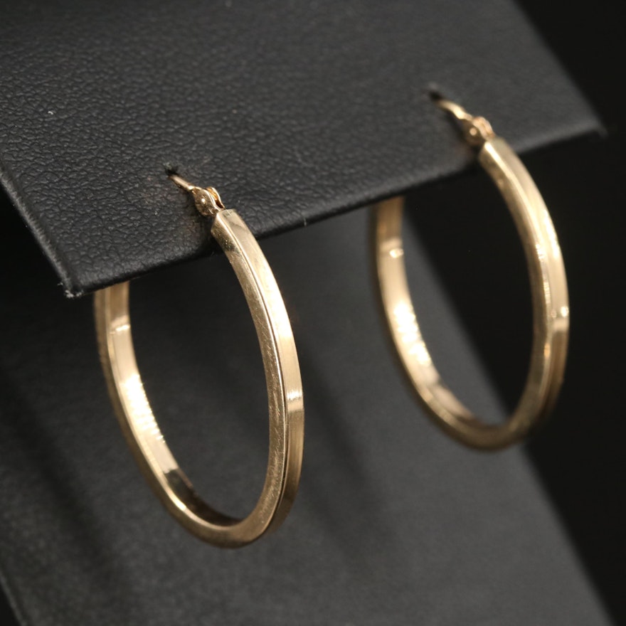 14K Elongated Hoop Earrings