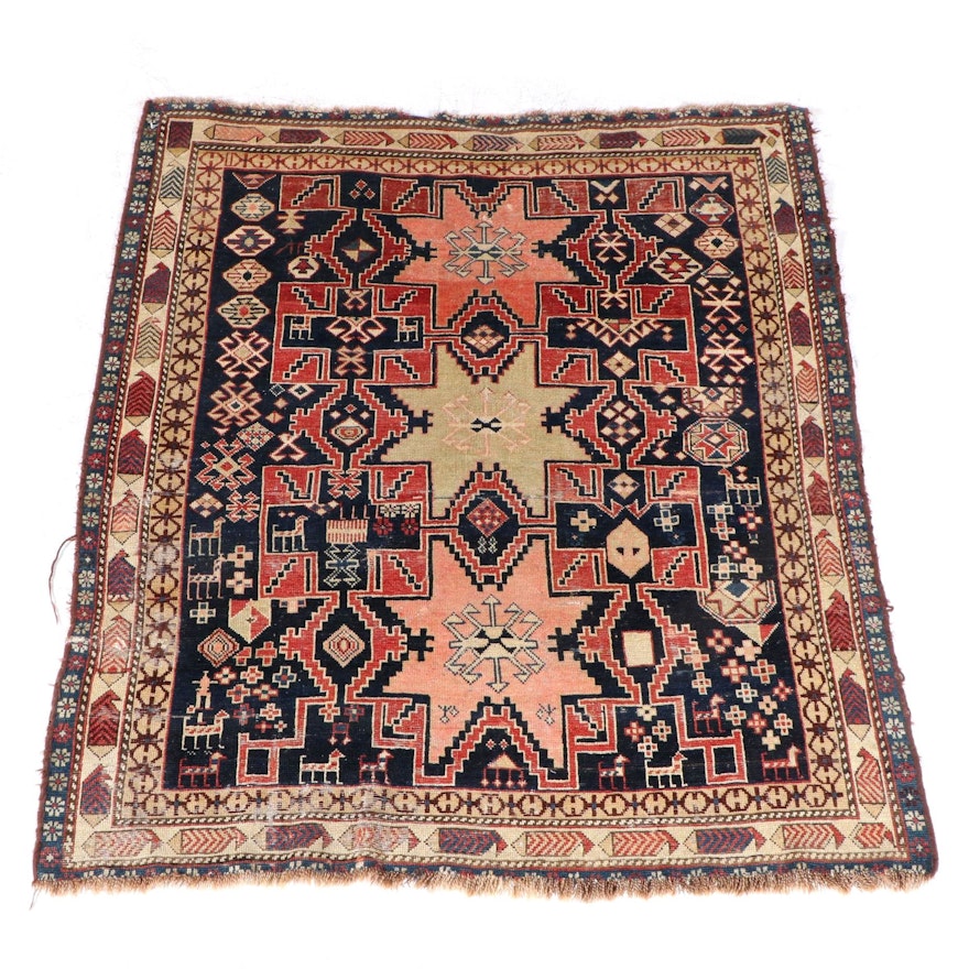 3'9 x 4'5 Hand-Knotted Caucasian Shirvan Area Rug