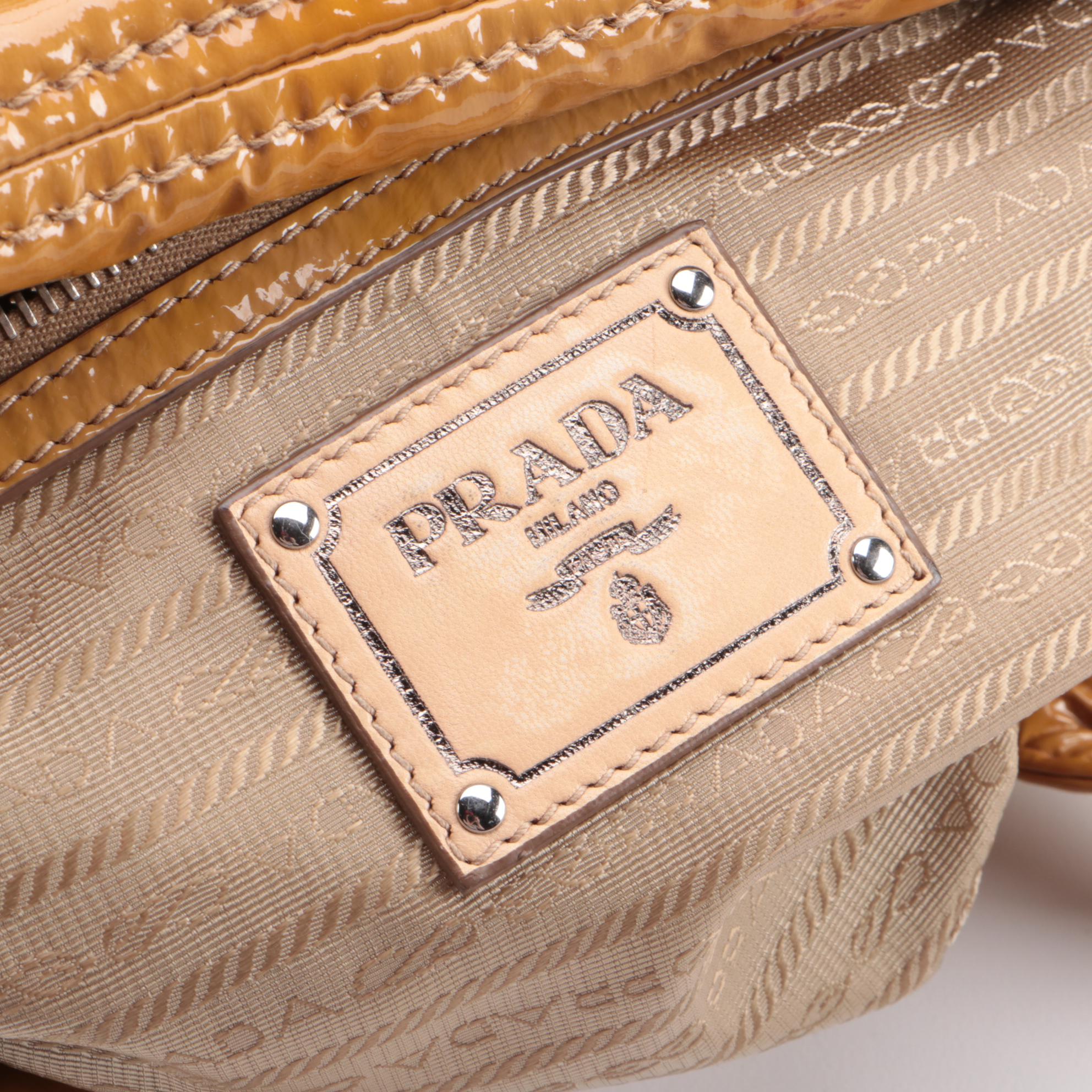 Prada Bauletto Two-Way Satchel in Cammello Vitello Shine Leather