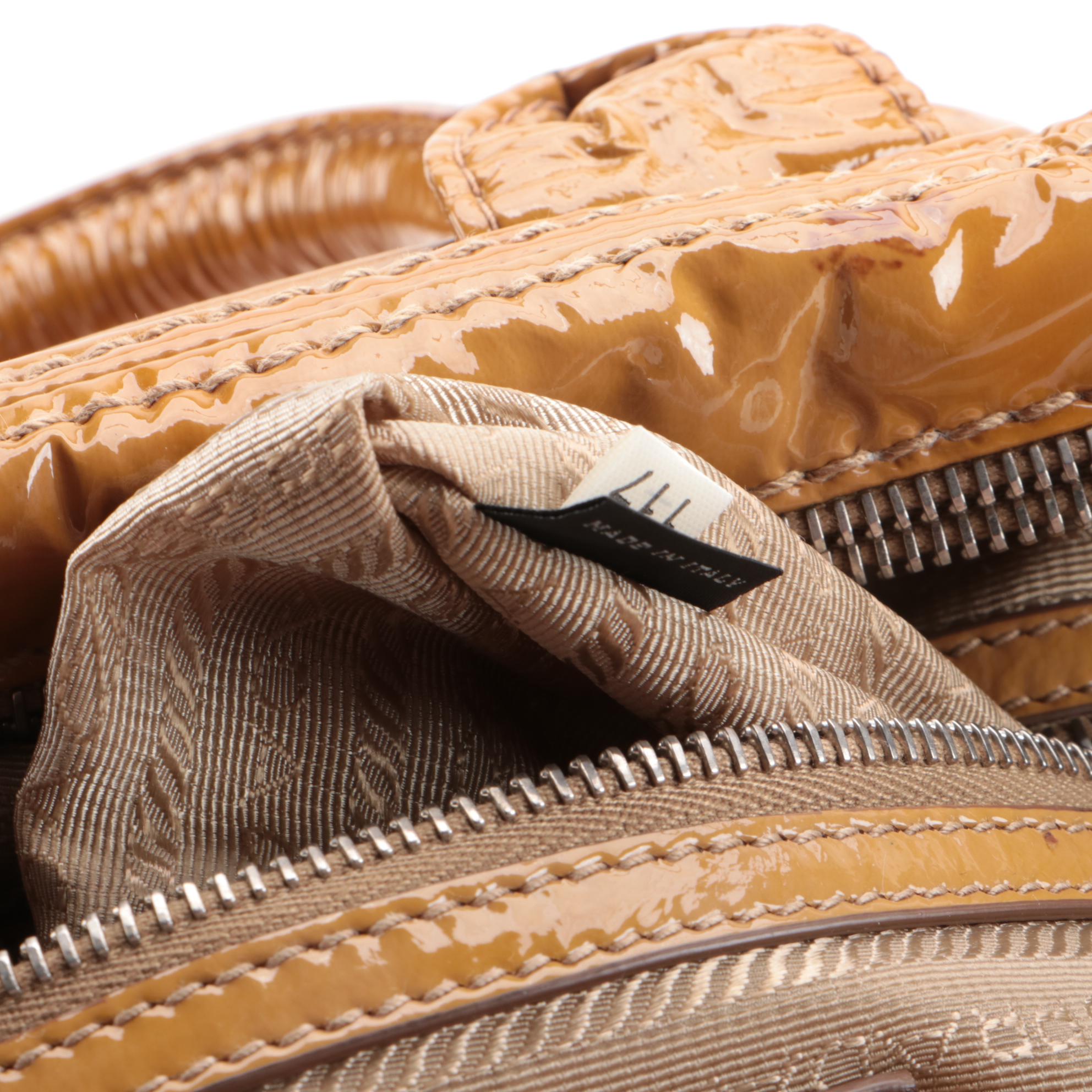 Prada Bauletto Two-Way Satchel in Cammello Vitello Shine Leather