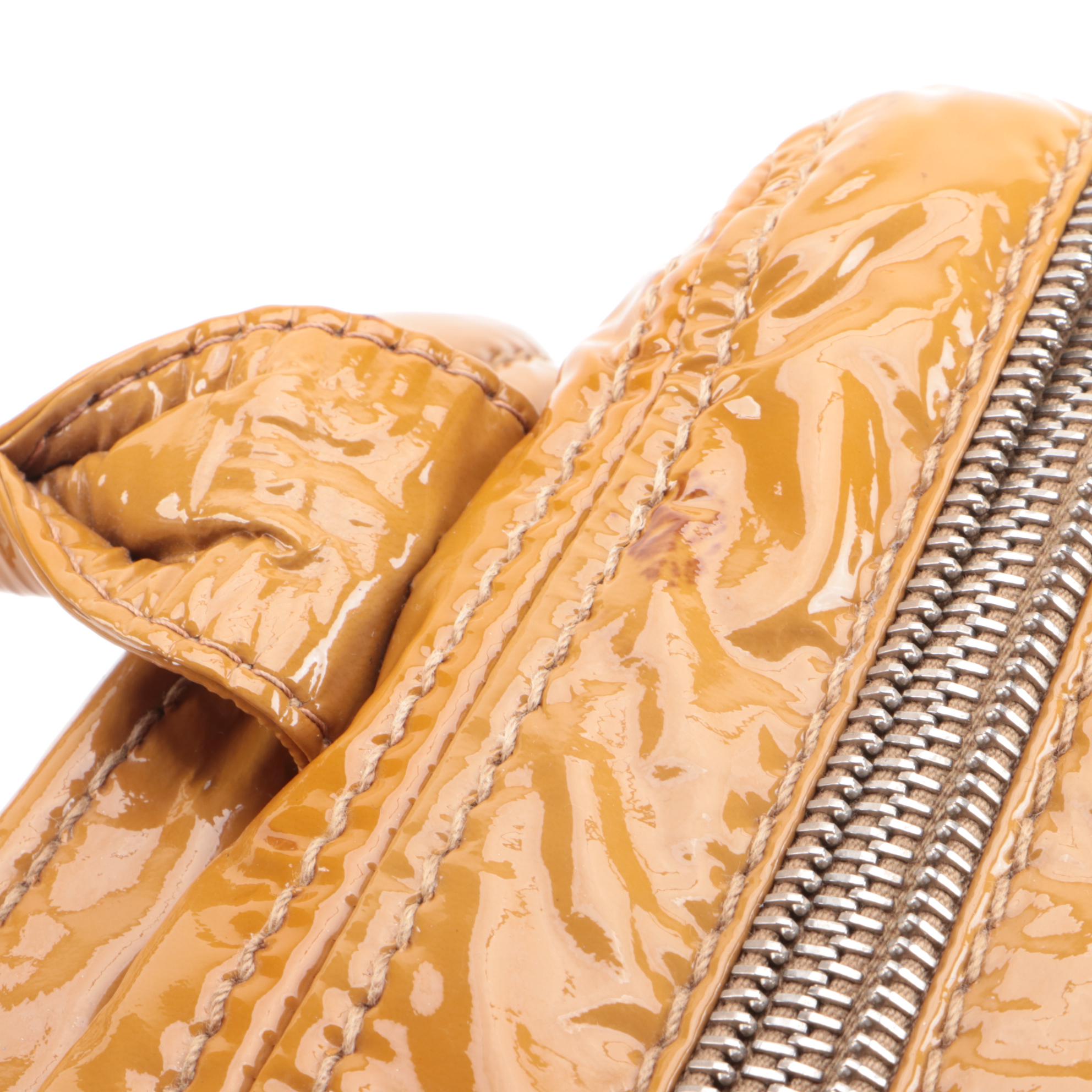 Prada Bauletto Two-Way Satchel in Cammello Vitello Shine Leather