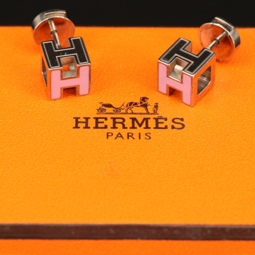 Hermès Enamel Cage d'H Earrings