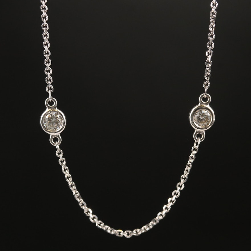 14K Diamond Station Necklace