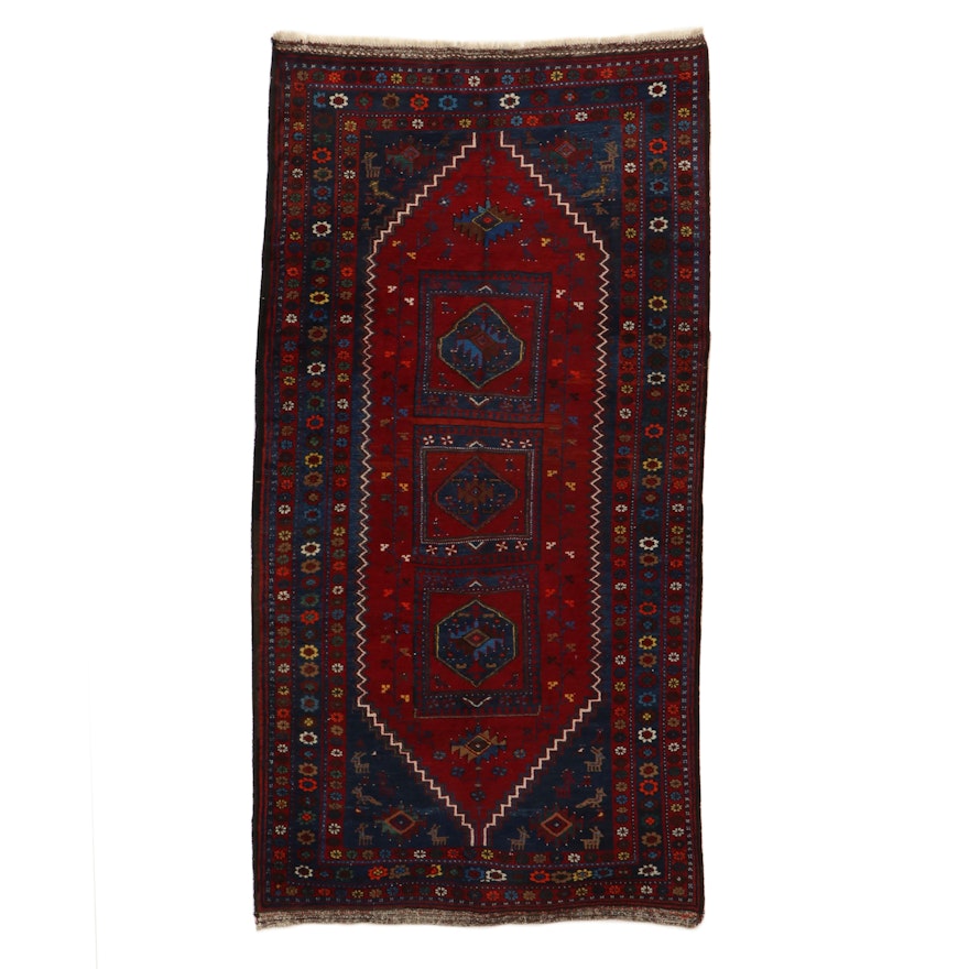 5'4 x 10'6 Hand-Knotted Turkish Village Pictorial Area Rug, 1980s