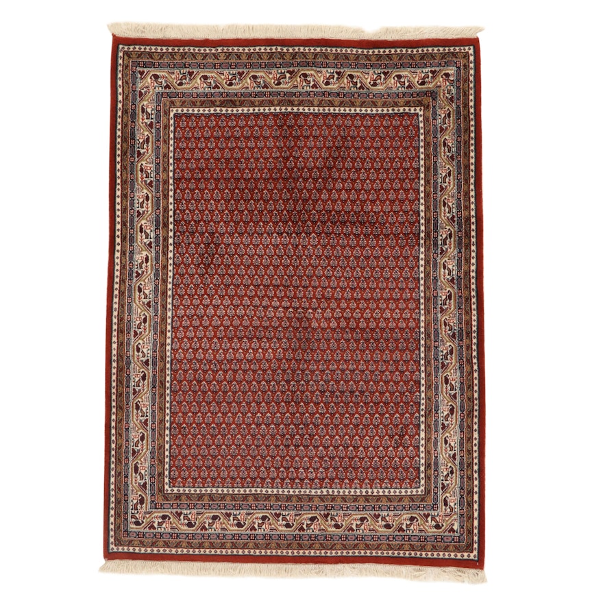 4'8 x 6'8 Hand-Knotted Indo-Persian Mir Sarouk Rug, 2000s