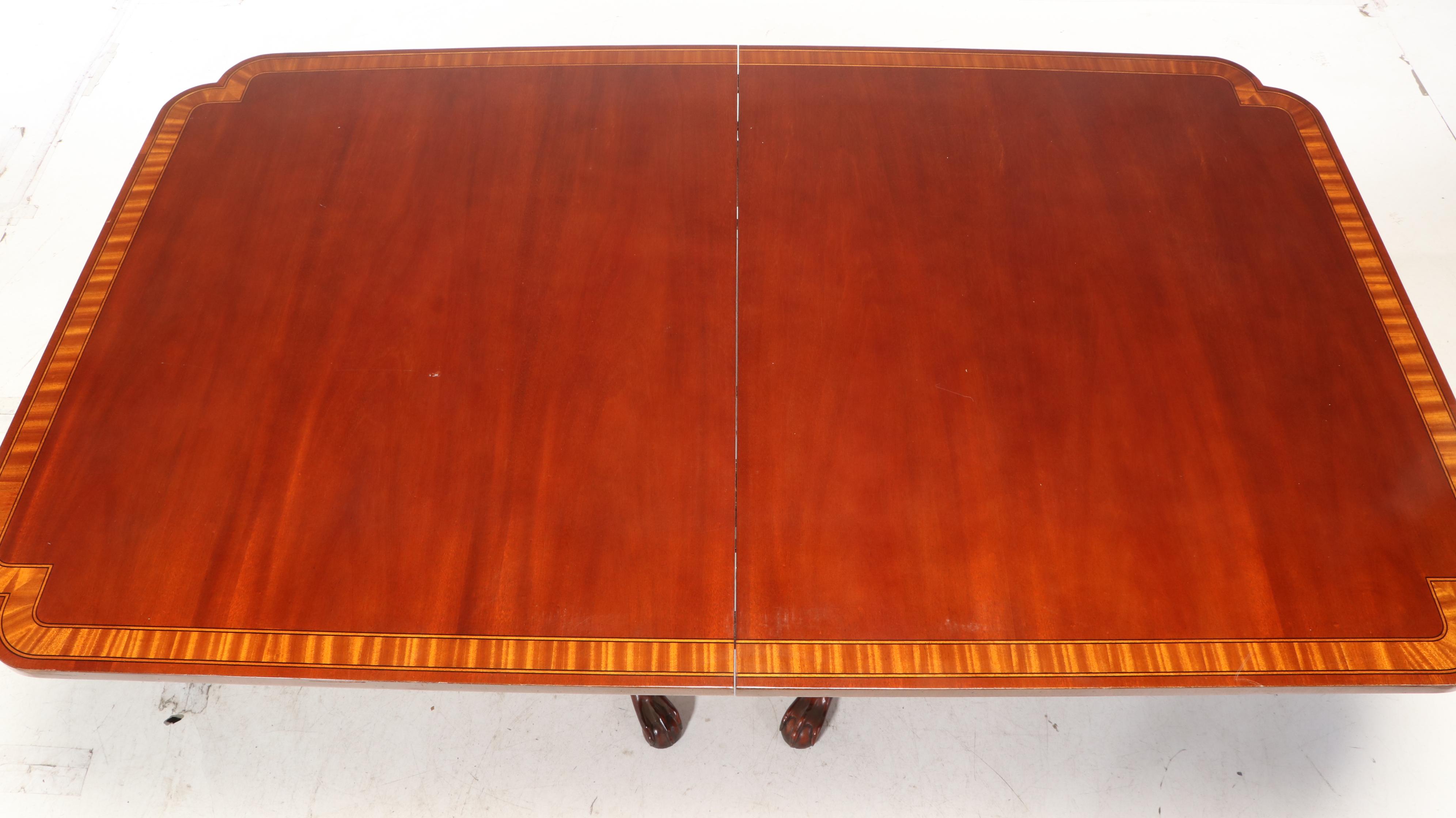 Chippendale Style Mahogany and Satinwood Crossbanded Table and Chairs