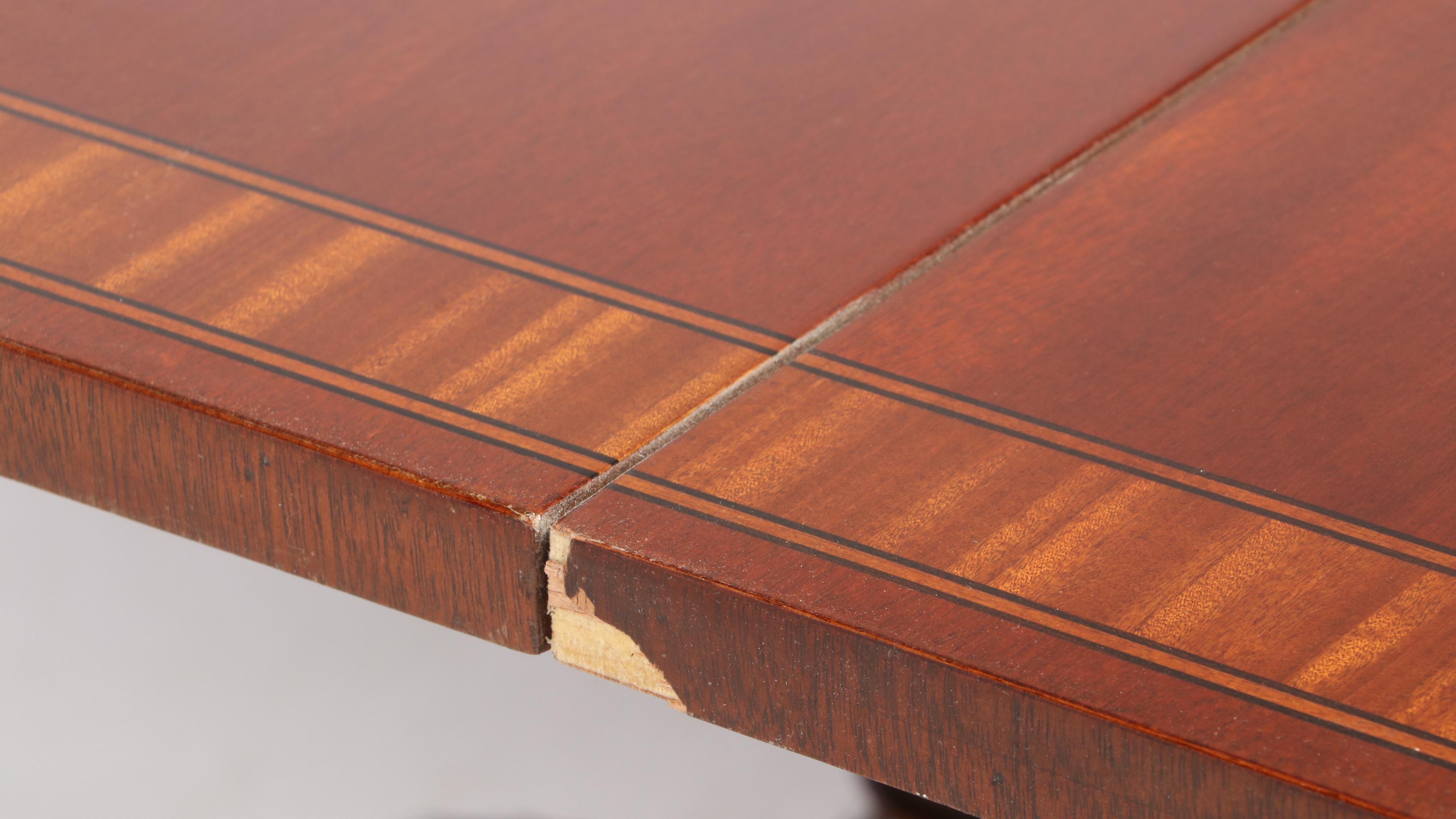 Chippendale Style Mahogany and Satinwood Crossbanded Table and Chairs