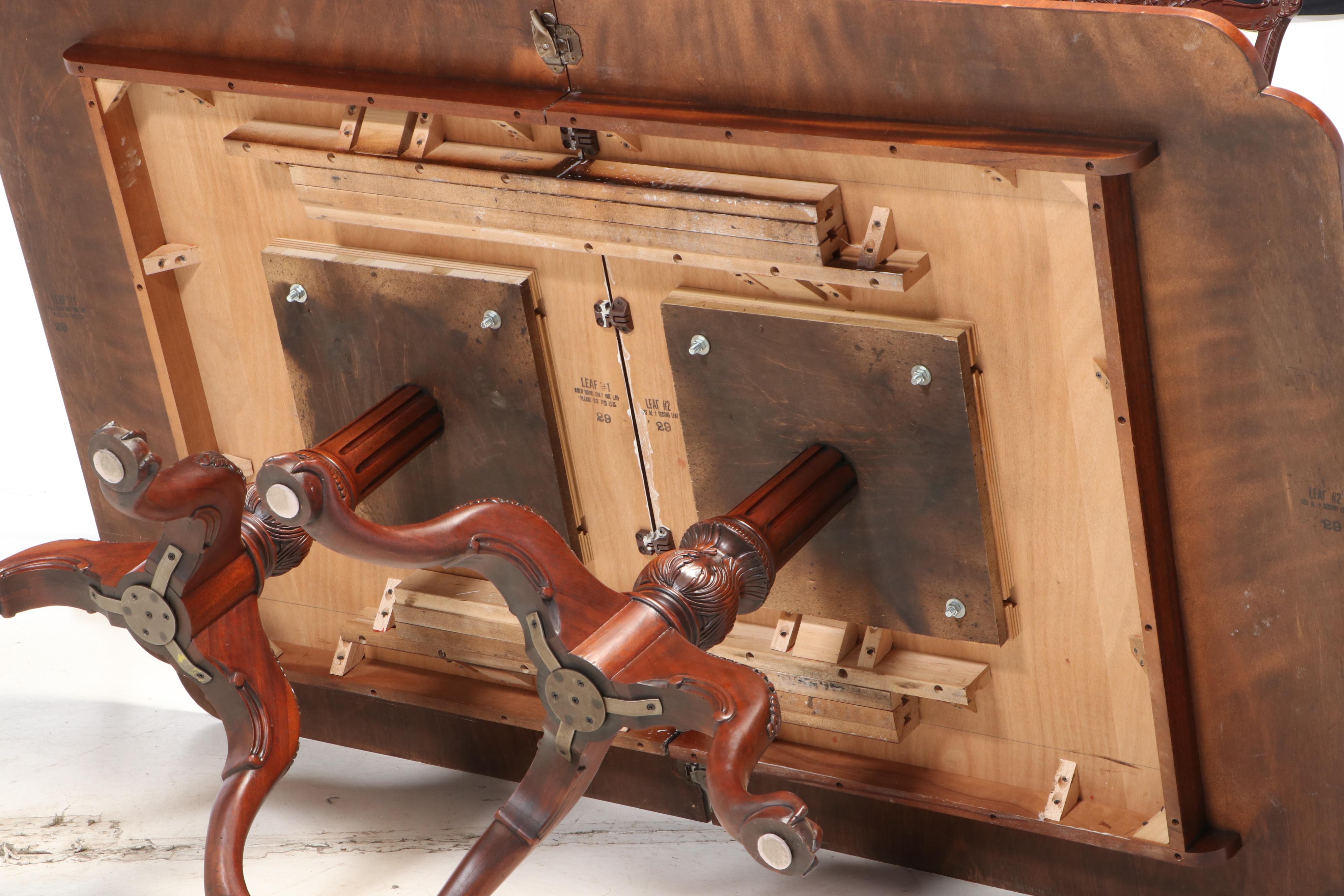 Chippendale Style Mahogany and Satinwood Crossbanded Table and Chairs