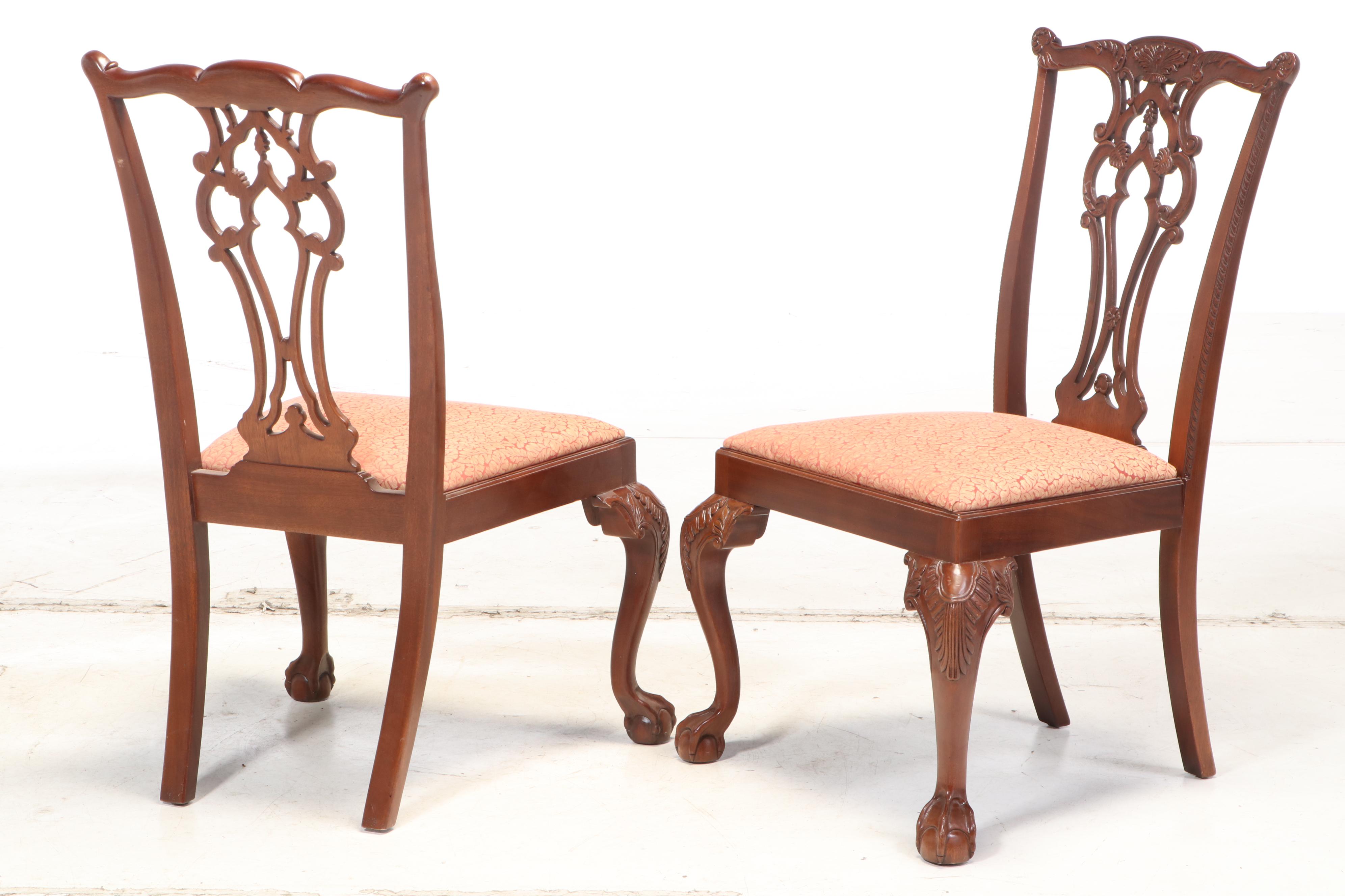 Chippendale Style Mahogany and Satinwood Crossbanded Table and Chairs