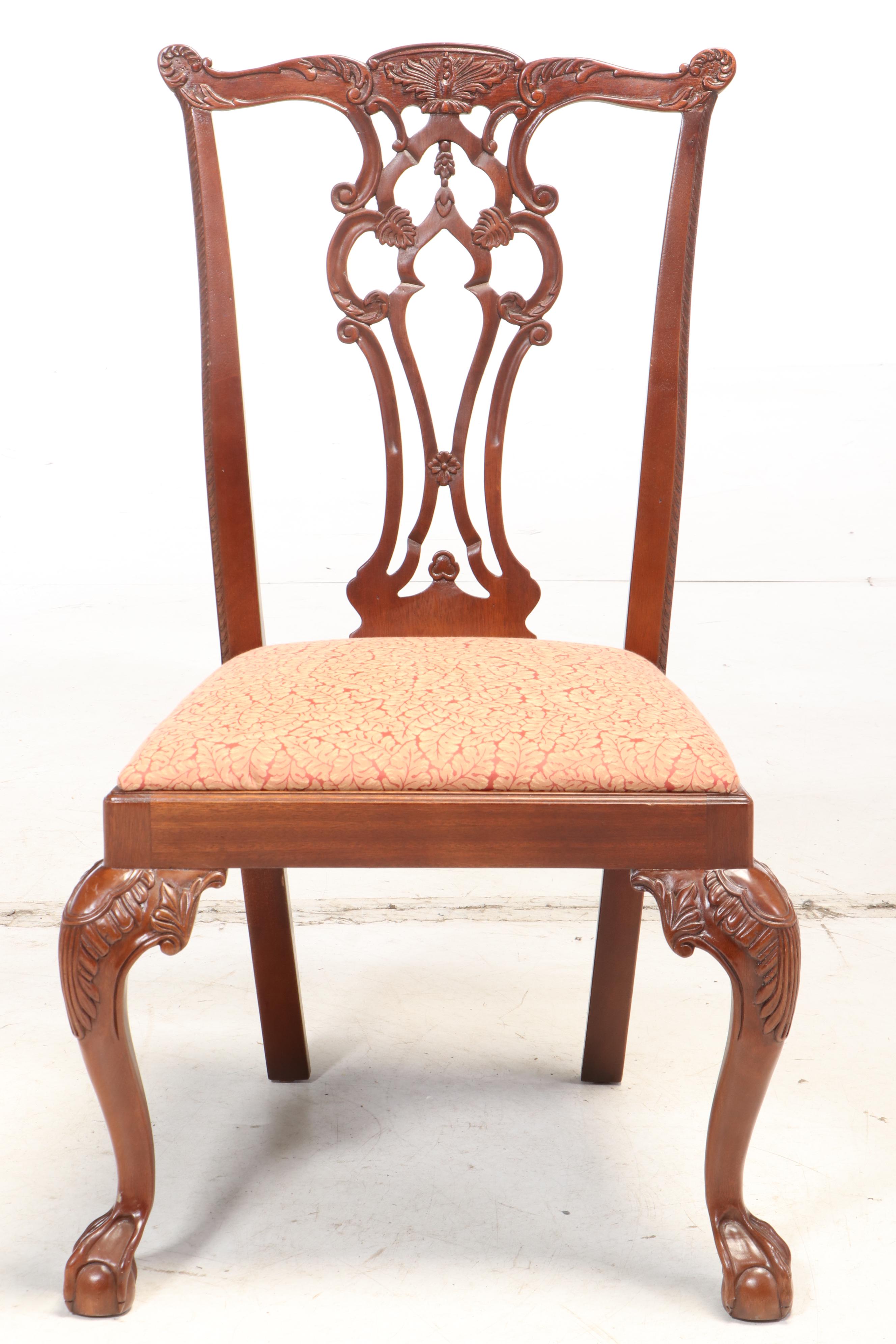 Chippendale Style Mahogany and Satinwood Crossbanded Table and Chairs