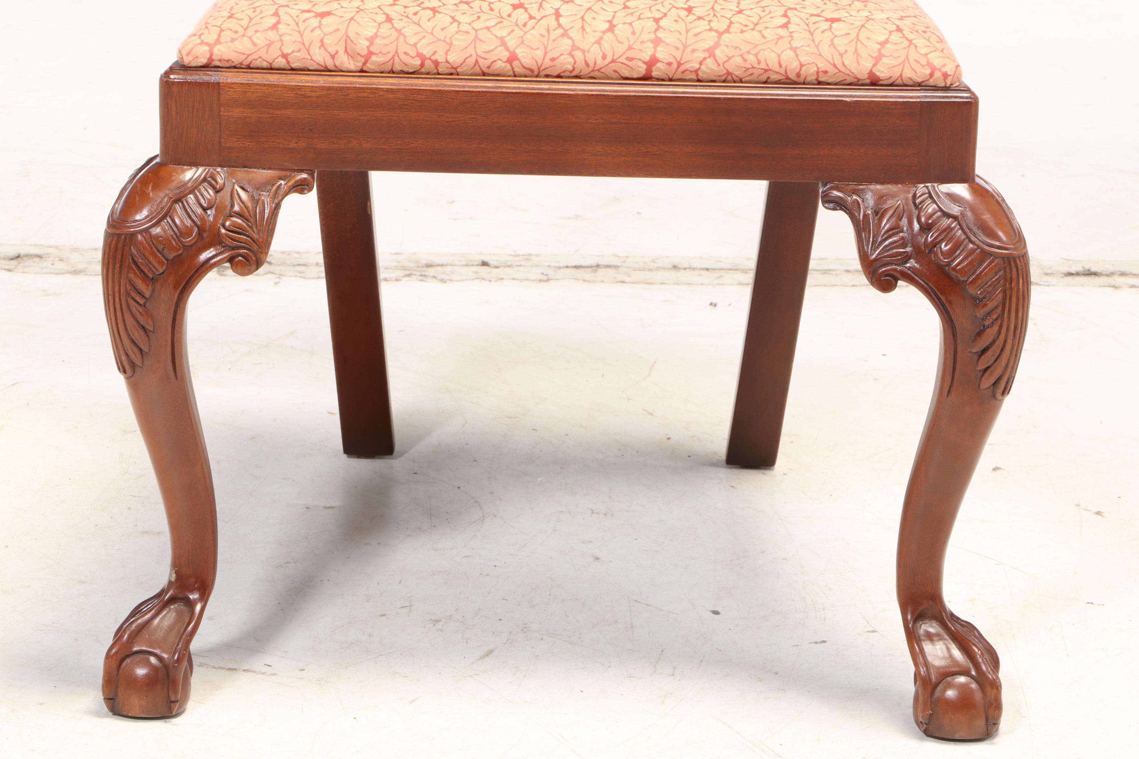 Chippendale Style Mahogany and Satinwood Crossbanded Table and Chairs