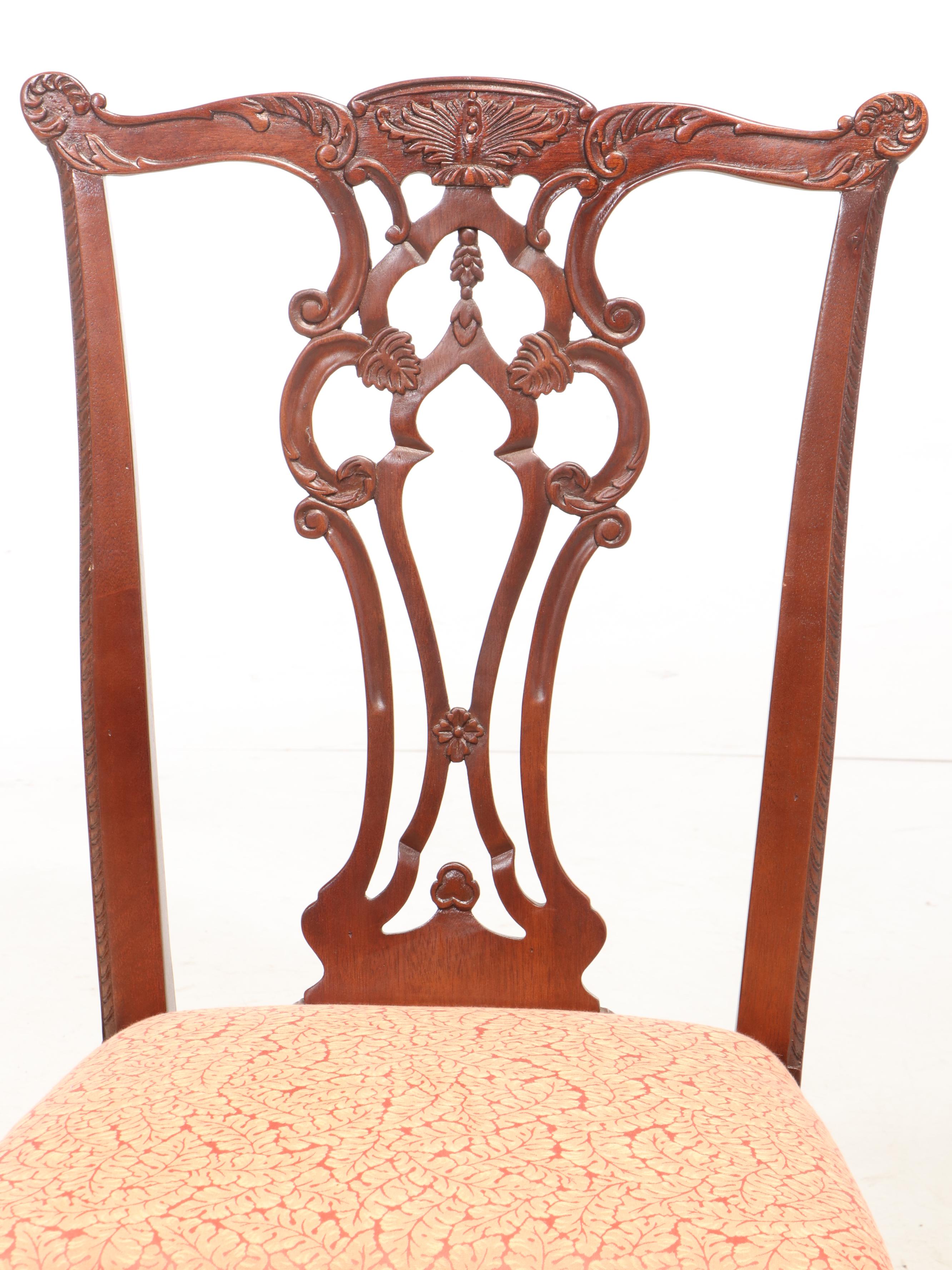 Chippendale Style Mahogany and Satinwood Crossbanded Table and Chairs