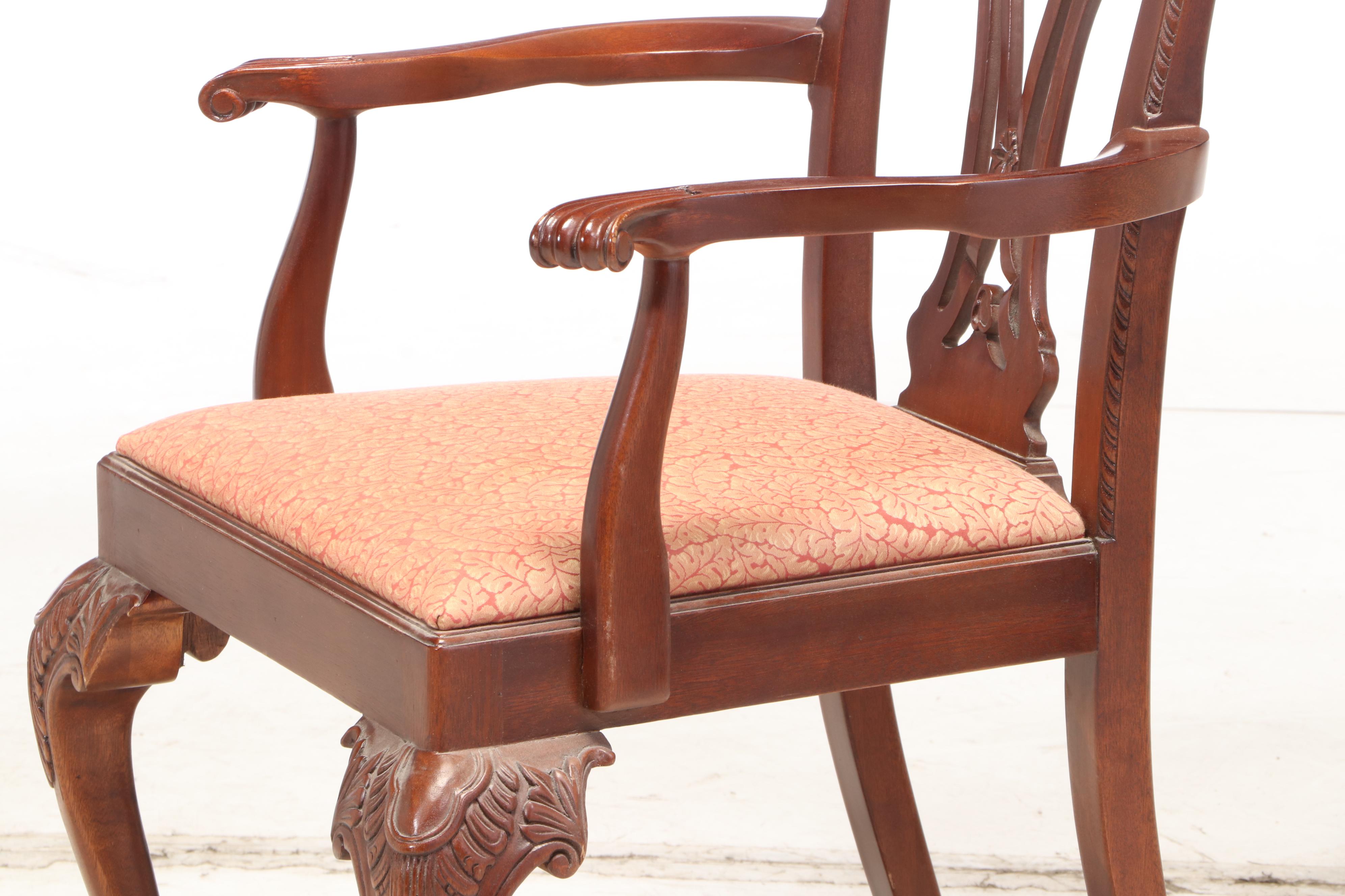 Chippendale Style Mahogany and Satinwood Crossbanded Table and Chairs