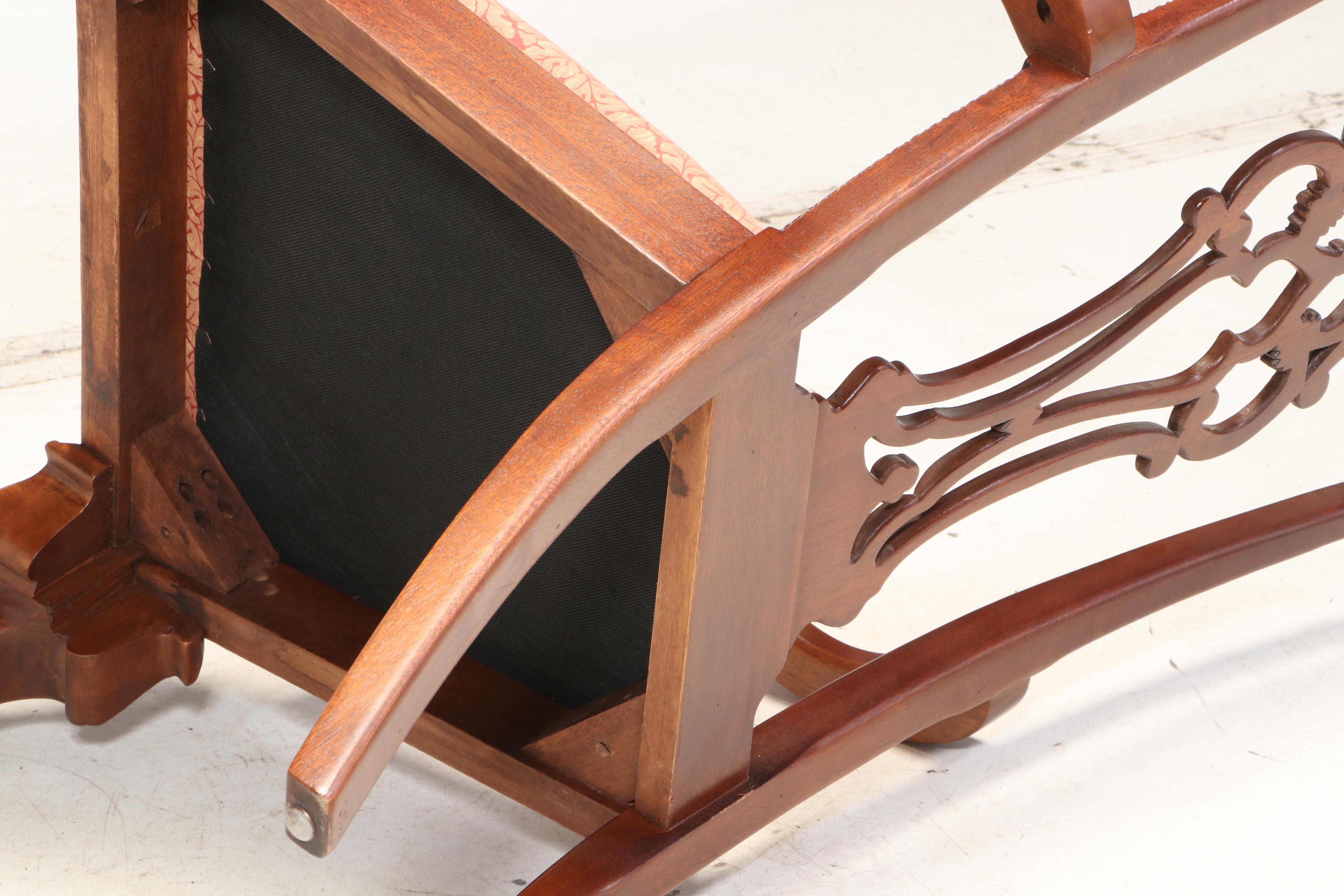 Chippendale Style Mahogany and Satinwood Crossbanded Table and Chairs