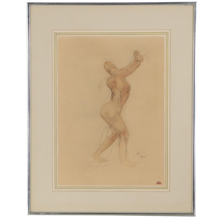 Collotype after Auguste Rodin of Standing Woman, Mid-20th Century