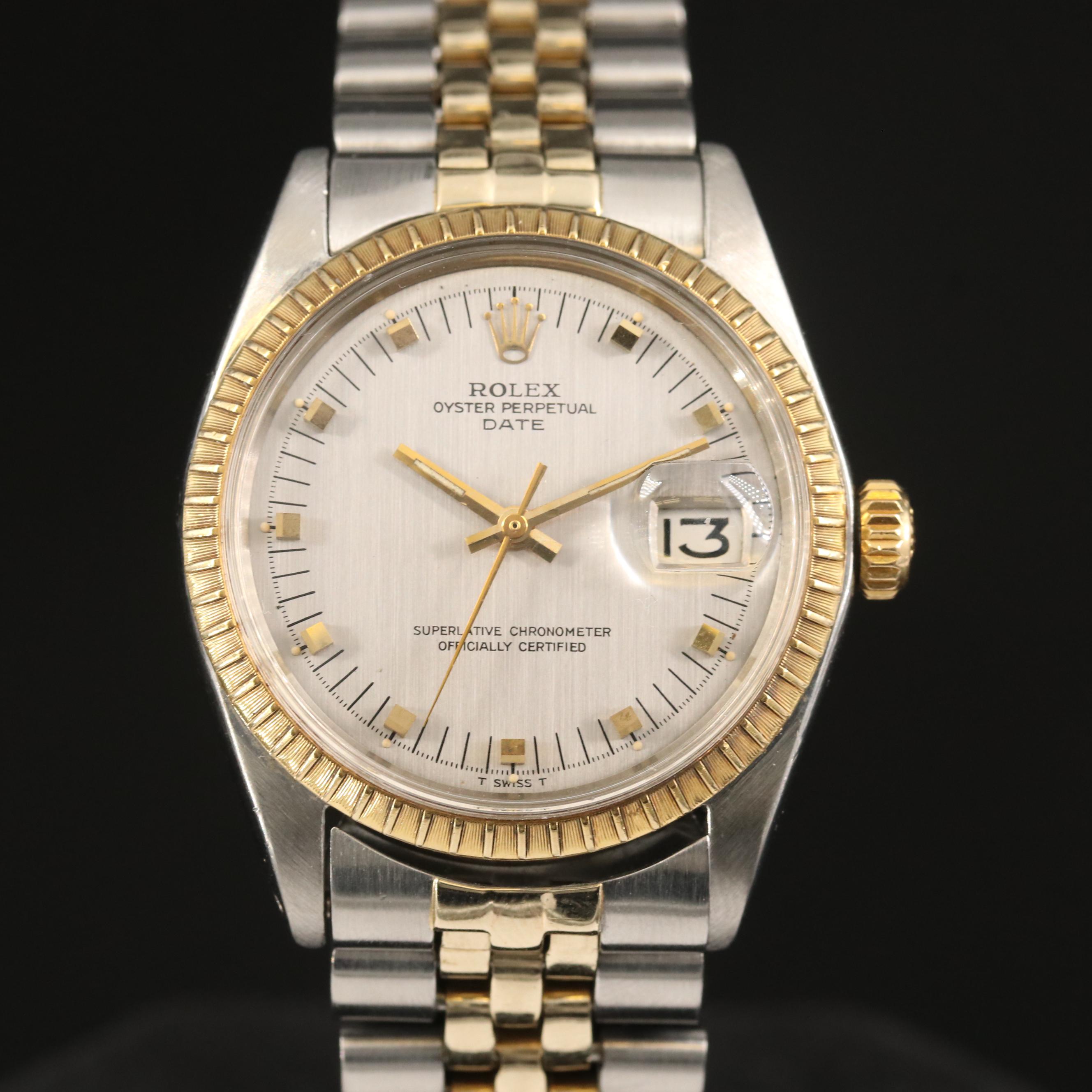 1969 Rolex Date 1505 14K Gold and Stainless Steel Automatic Watch