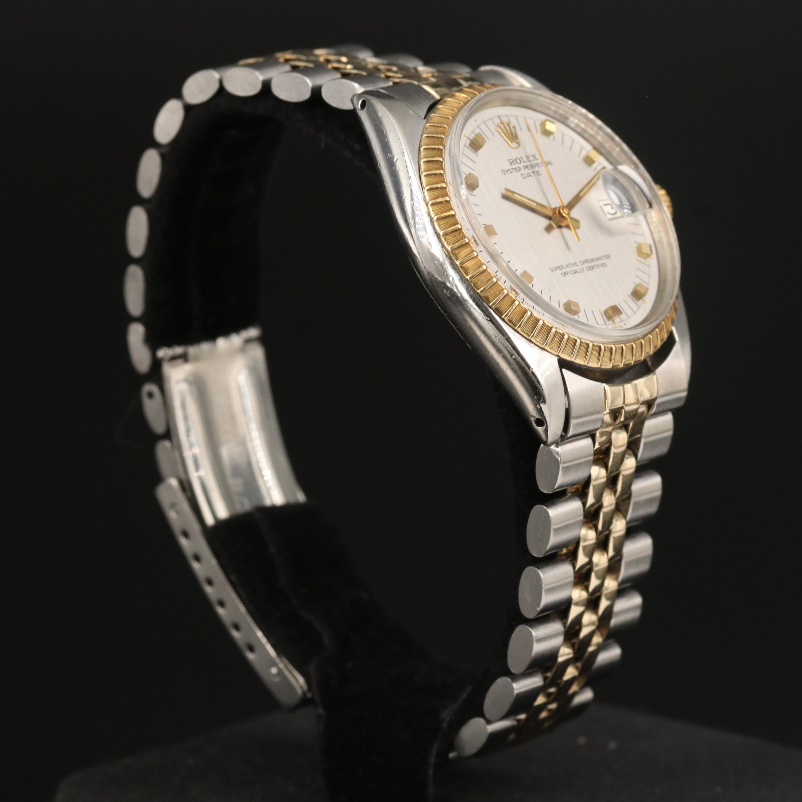 1969 Rolex Date 1505 14K Gold and Stainless Steel Automatic Watch