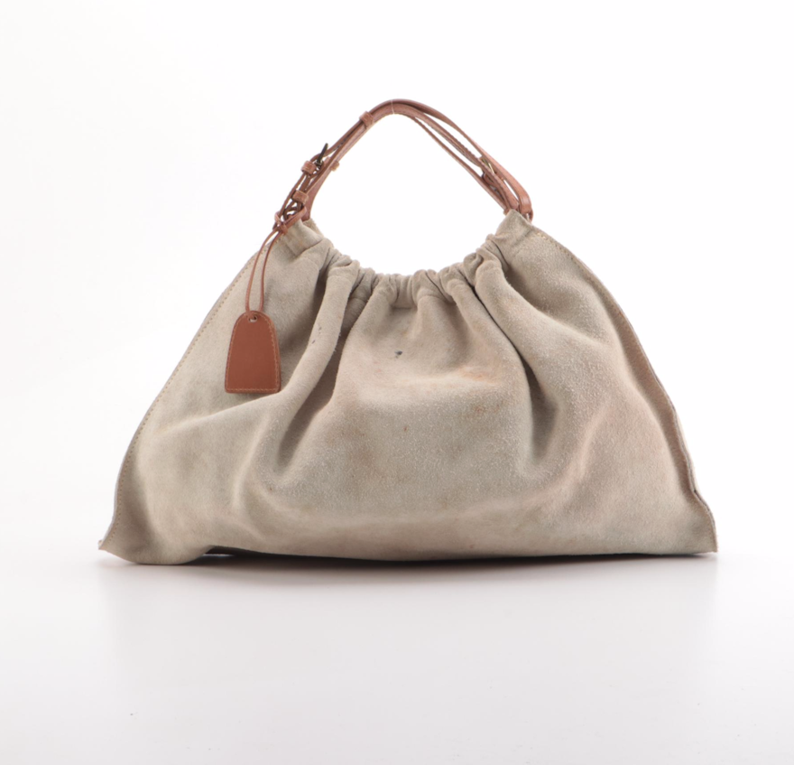 Gucci Suede and Leather Top Handle Hobo Bag