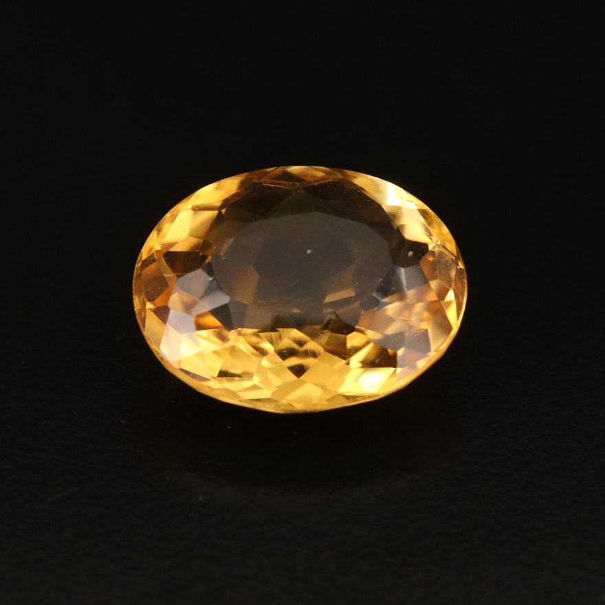 Loose 16.11 CT Oval Faceted Citrine