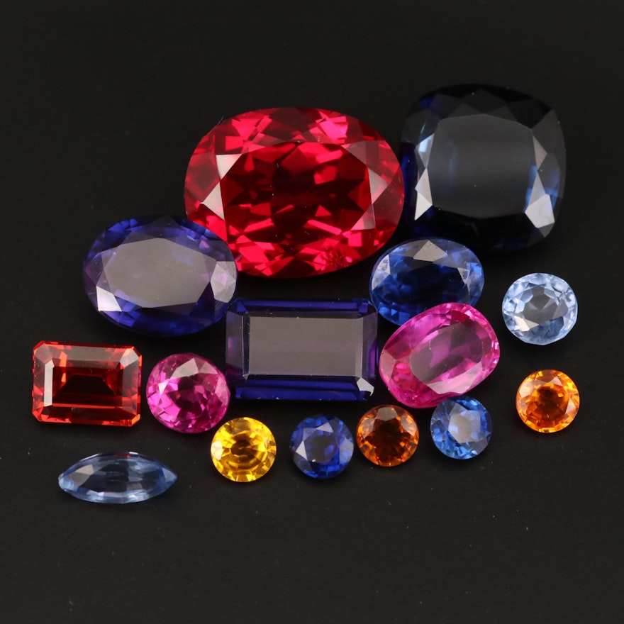 Loose Laboratory Grown Mixed Faceted Sapphire and Ruby
