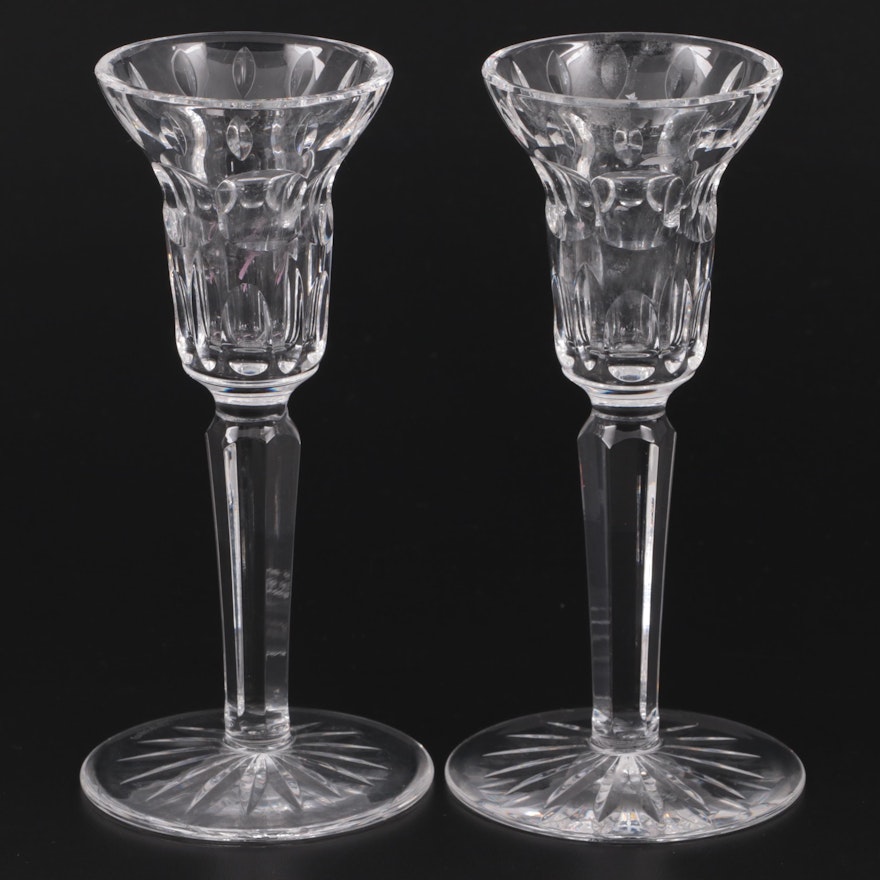 Pair of Waterford Crystal Single Light Candlesticks, Late 20th Century