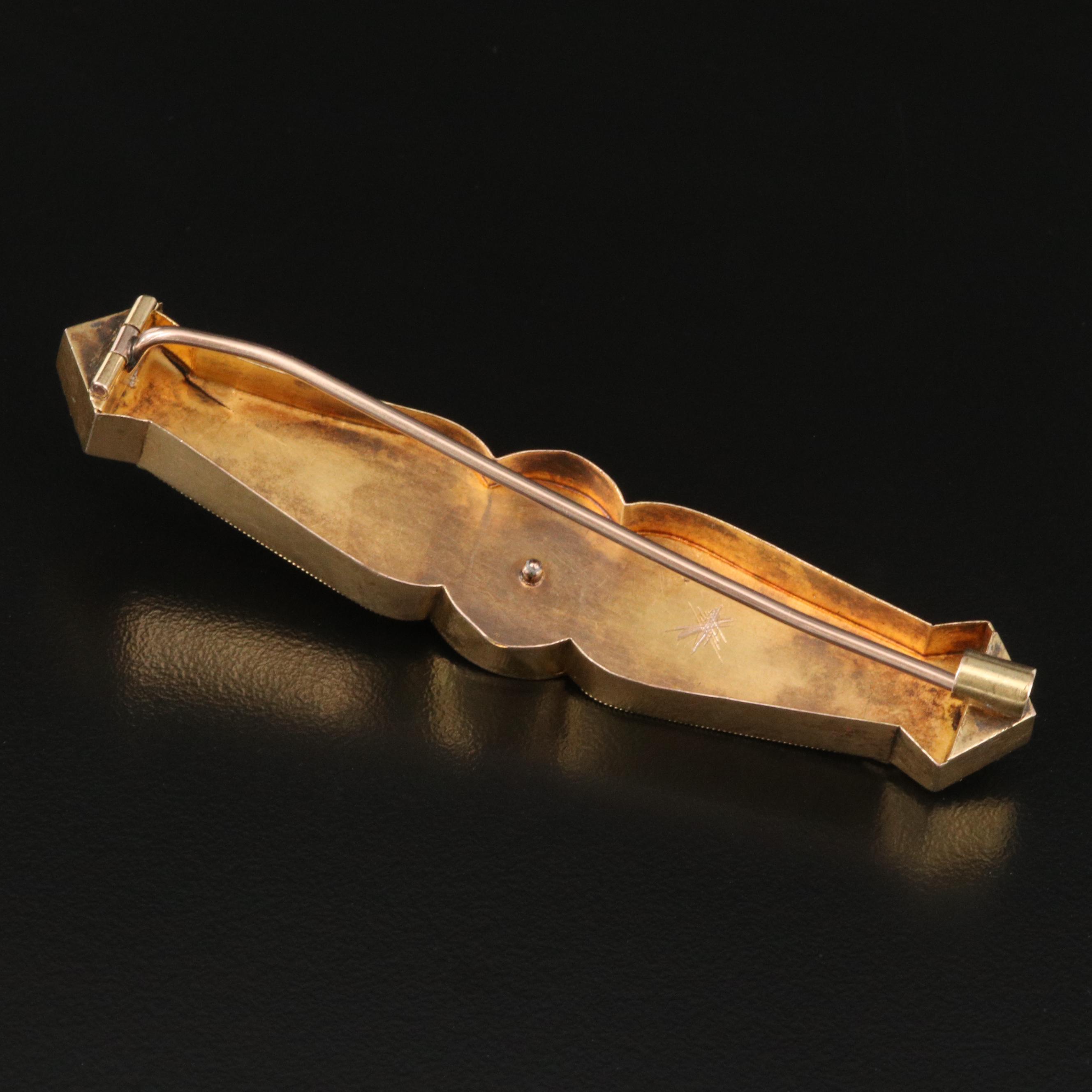 Mid-Victorian Etruscan Revival 14K Bar Brooch