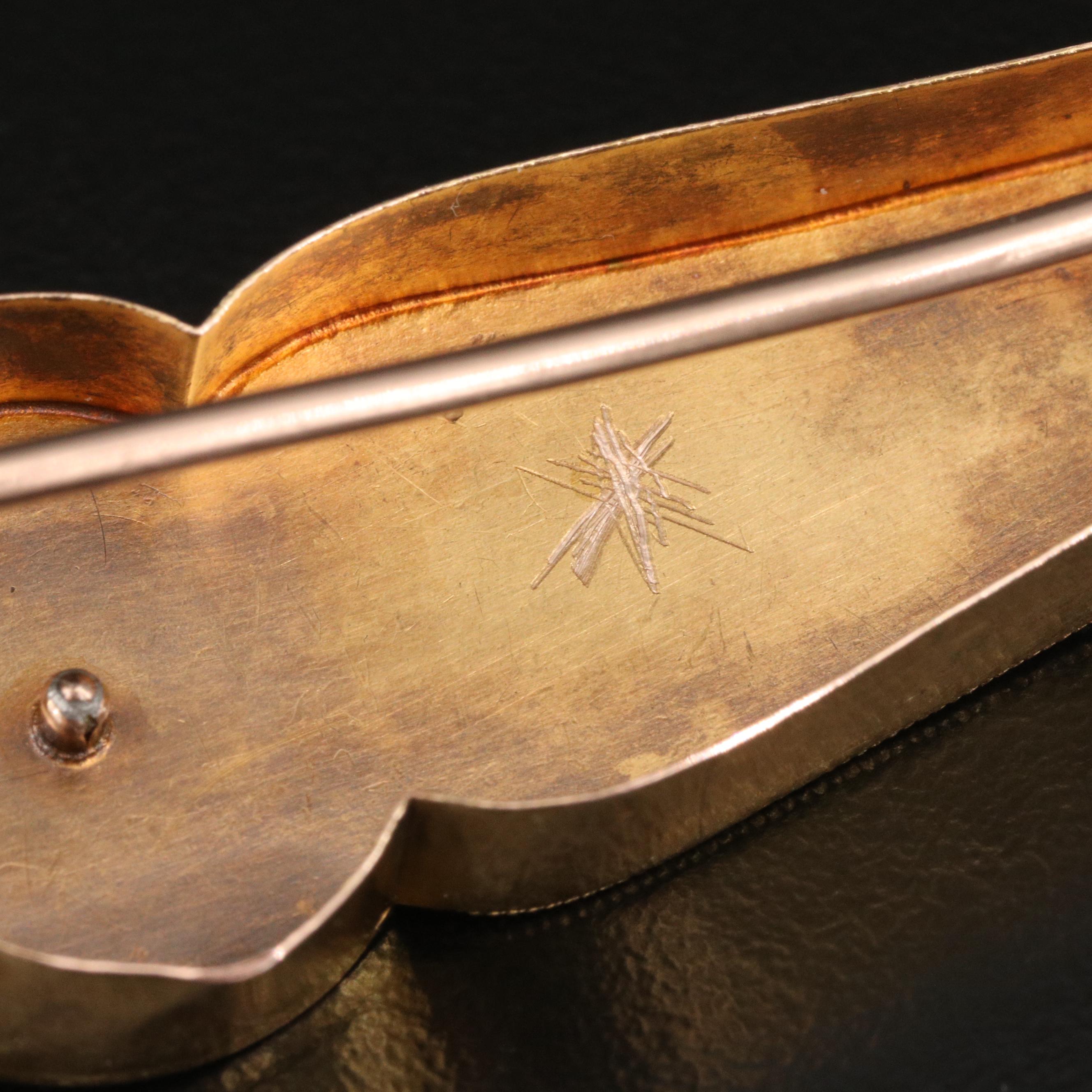 Mid-Victorian Etruscan Revival 14K Bar Brooch