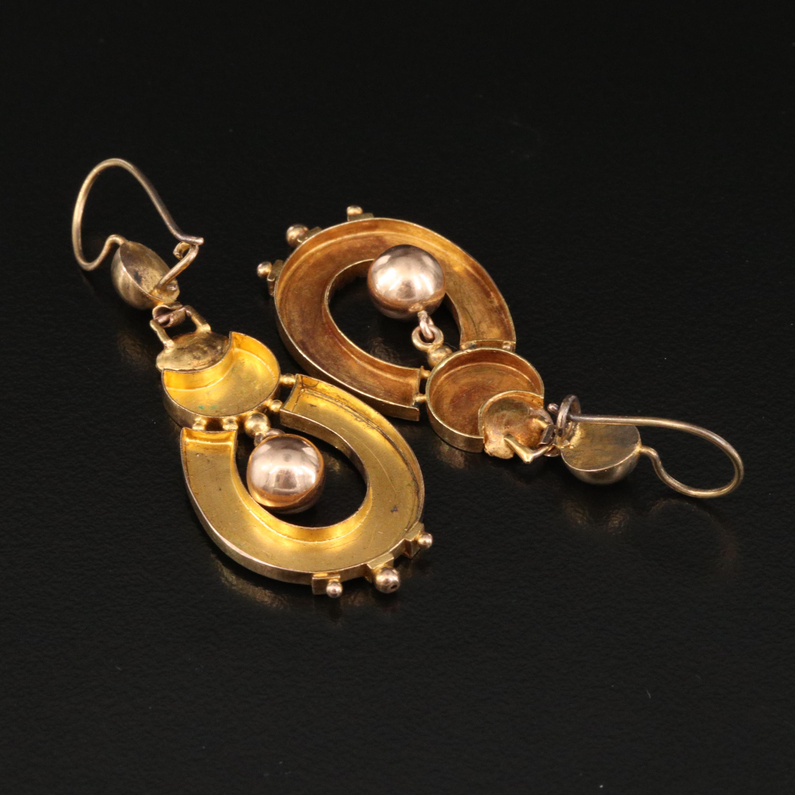 Mid-Victorian Etruscan Revival 14K Earrings