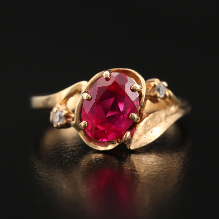 10K Ruby and Spinel Foliate Ring