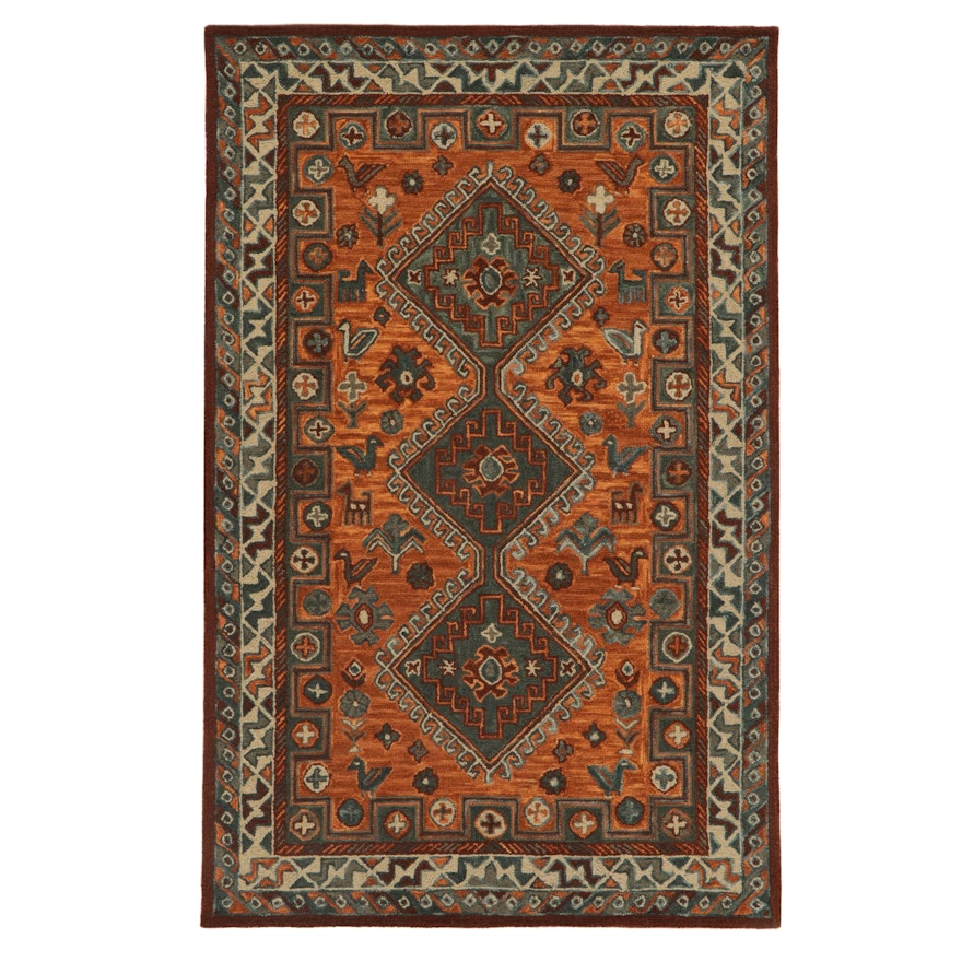 5' x 7' Hand Tufted Indo-Persian Shiraz Pictorial Rug, 2010s