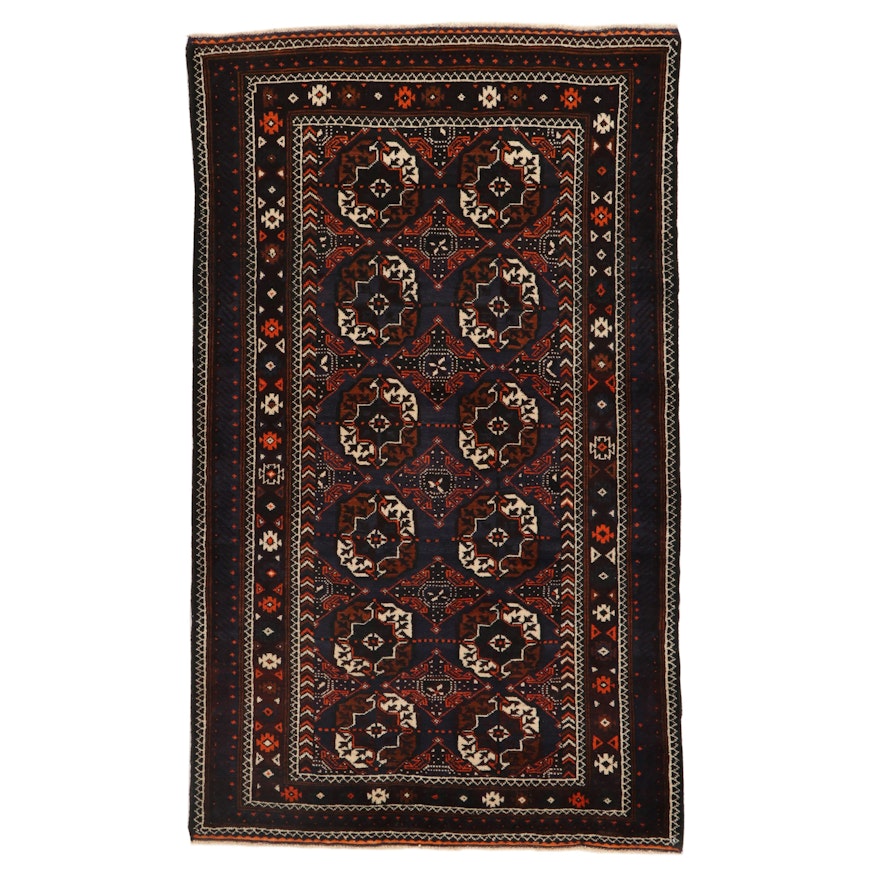 4'2 x 7'0 Hand-Knotted Persian Turkoman Wool Area Rug, 2000's