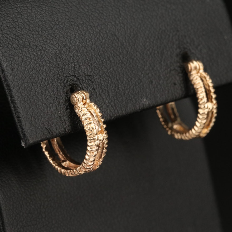 14K Textured Hoop Earrings