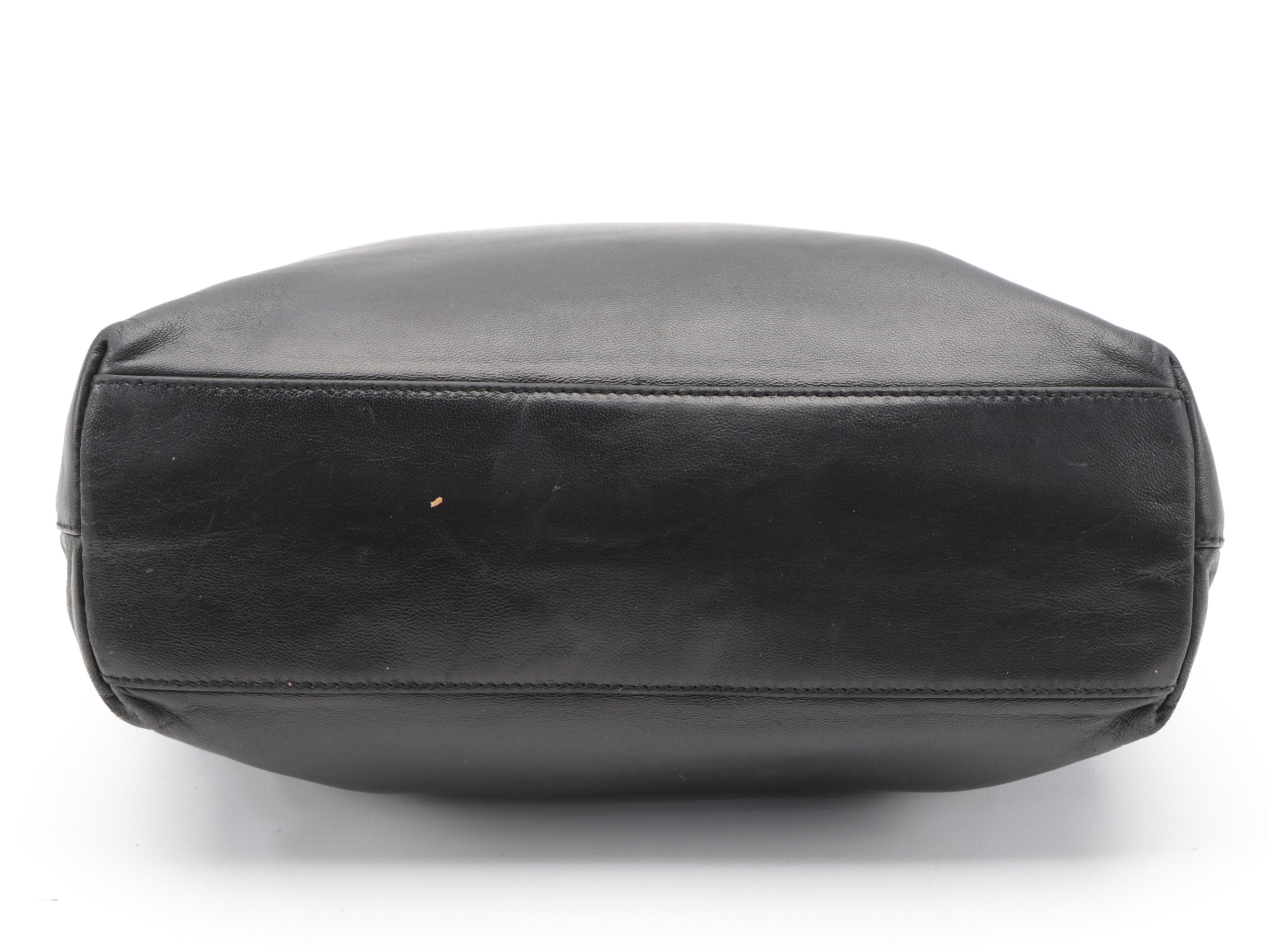 Prada Hard Plastic Handle and Black Leather Handbag