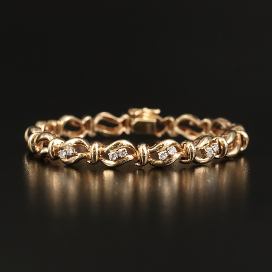 14K Diamond Fancy Link Bracelet