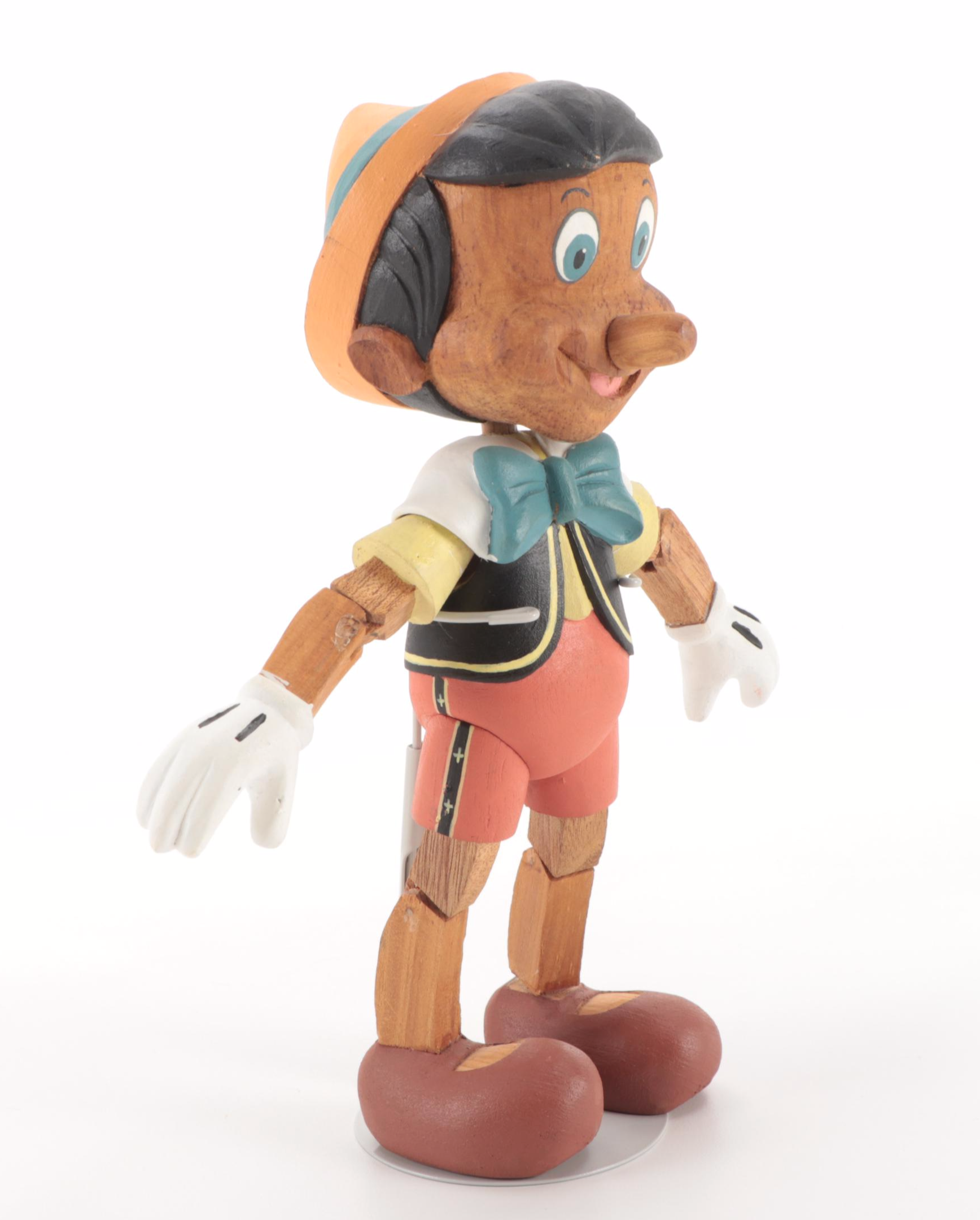 Walt Disney Hand-Painted Wooden Pinocchio Marionette Figurine