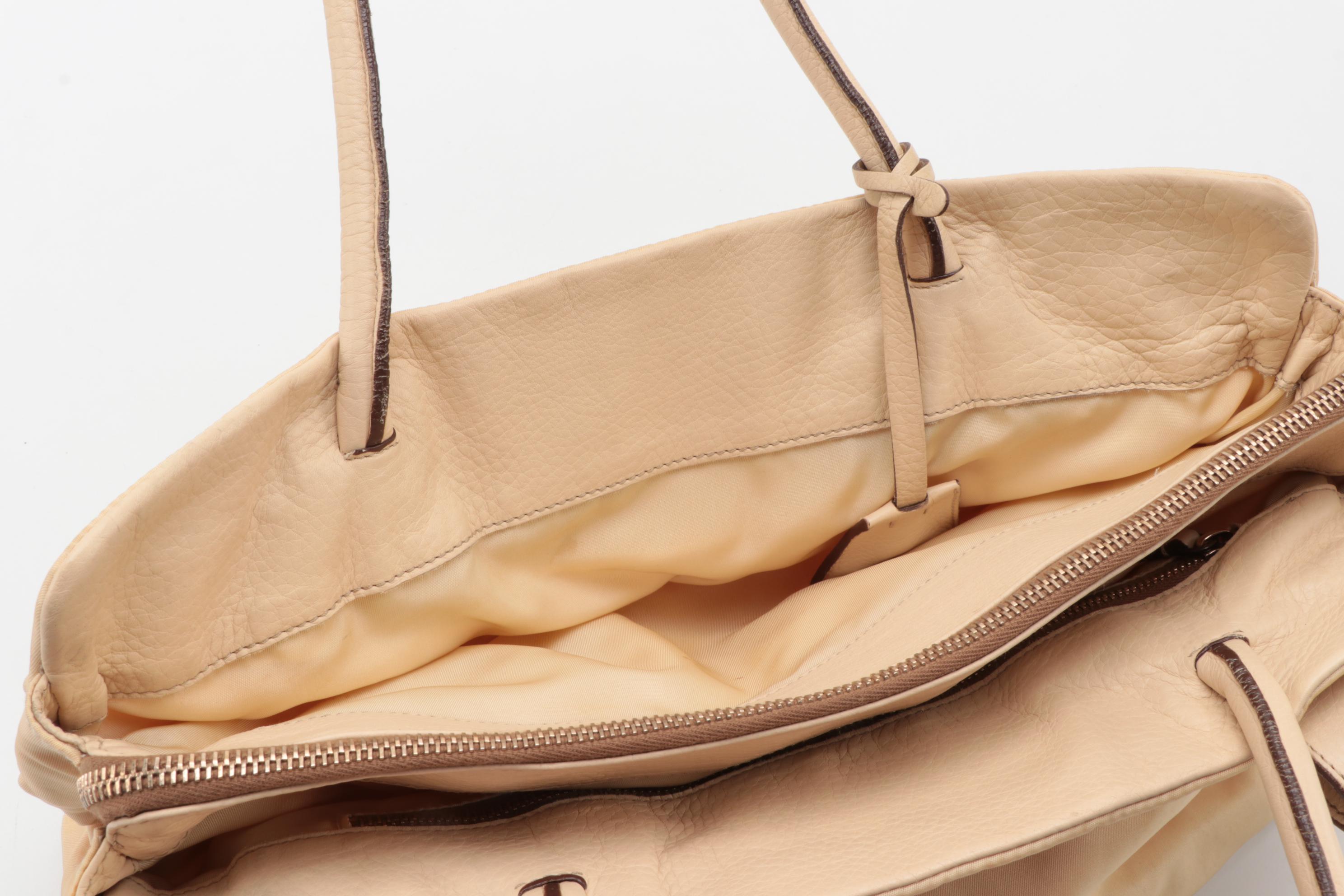 Prada Beige Tessuto Nylon Shoulder Bag with Leather Trim