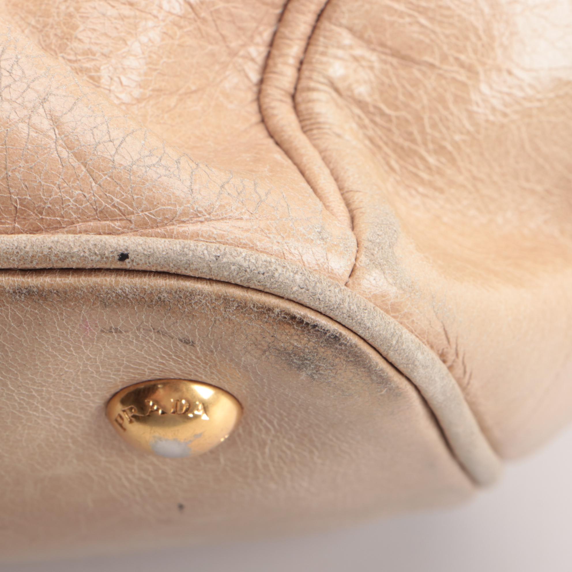 Prada Bauletto Two-Way Bag in Deserto Vitello Shine Leather