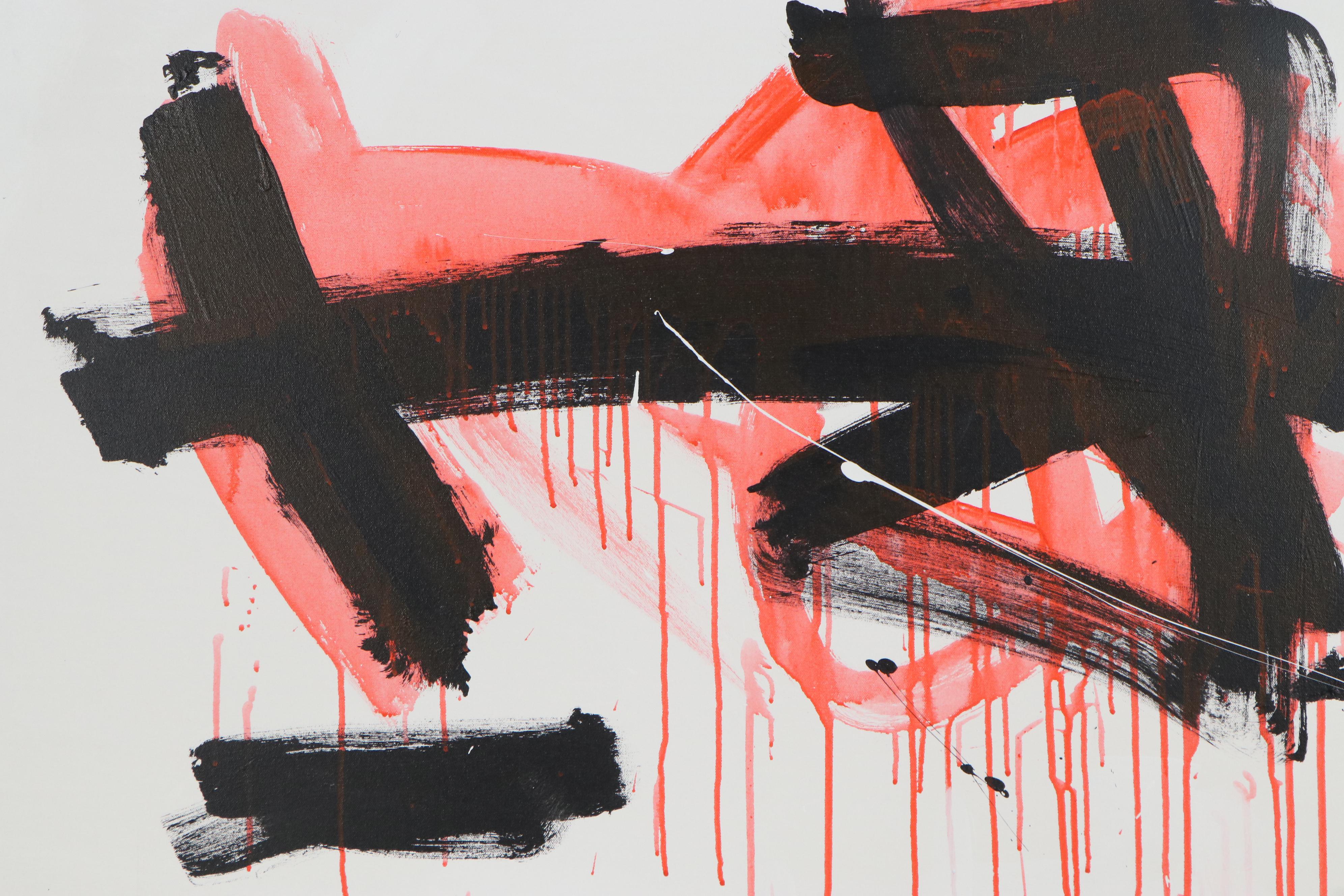 Robbie Kemper Acrylic Painting "Orange Wash on Black"