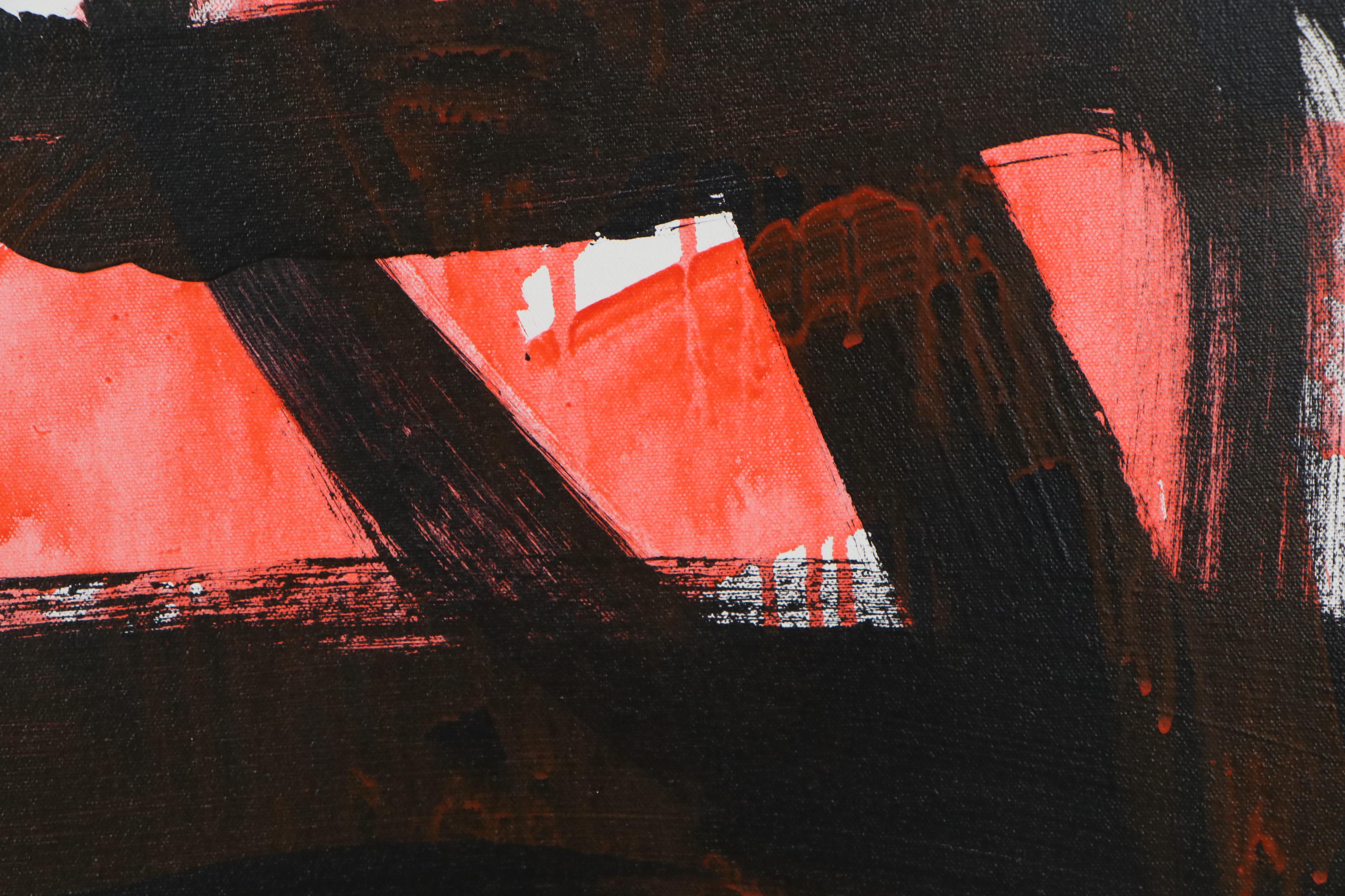 Robbie Kemper Acrylic Painting "Orange Wash on Black"