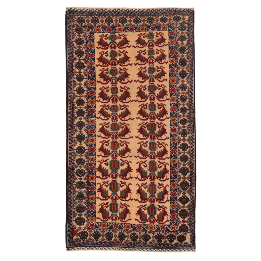 3'7 x 6'9 Hand-Knotted Persian Baluch Rug, 2000s