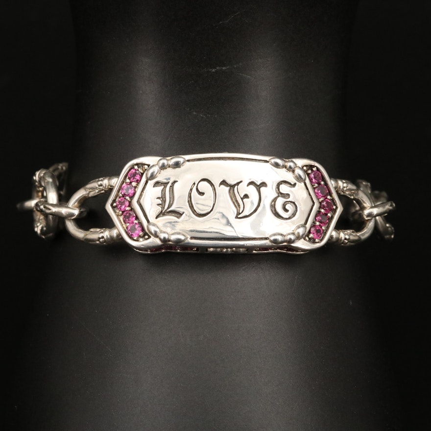 SeidenGang Sterling Garnet "LOVE" ID Bracelet