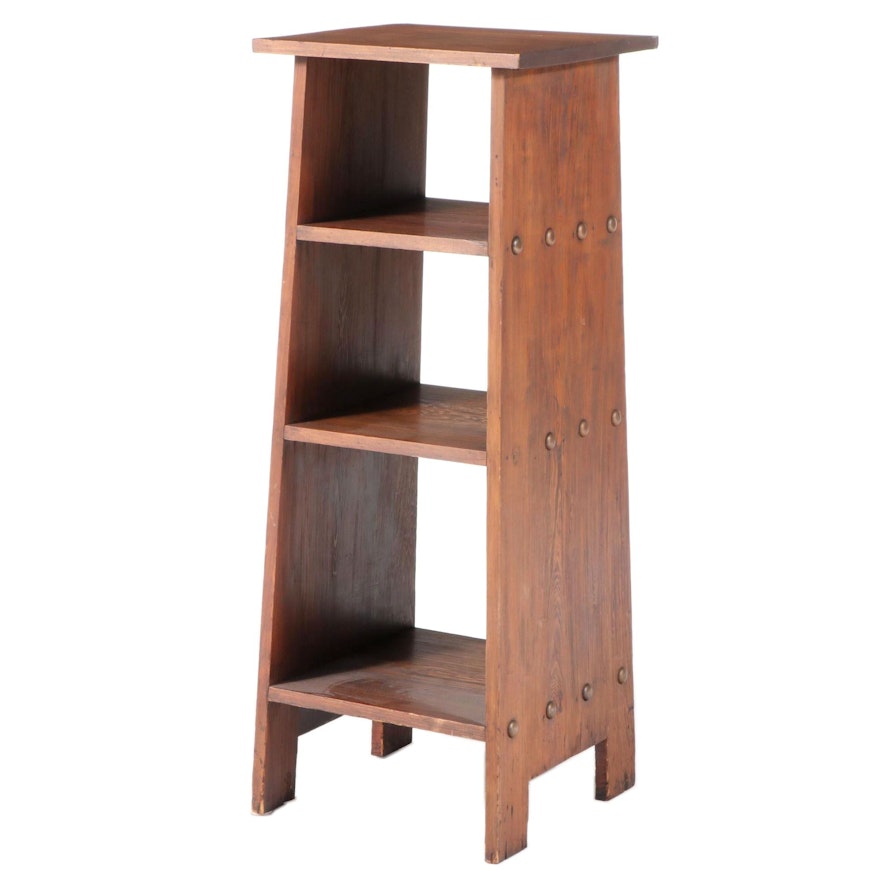 Arts and Crafts Pine Four-Tier Bookcase, 20th Century