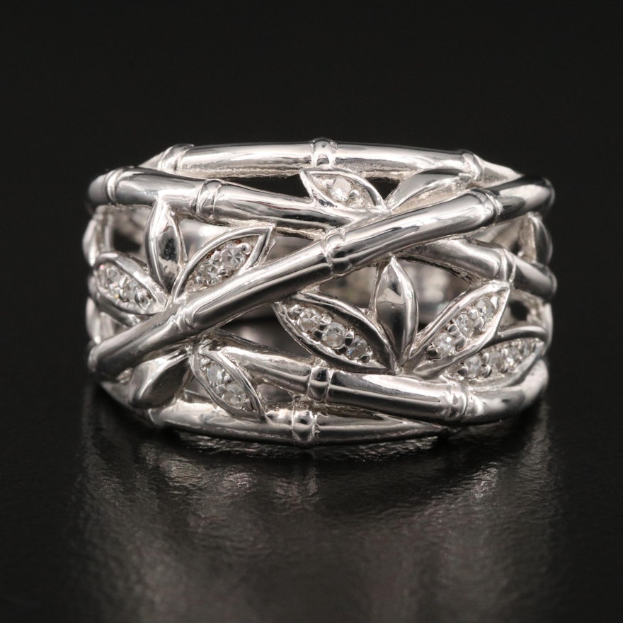 Sterling Diamond Bamboo Ring