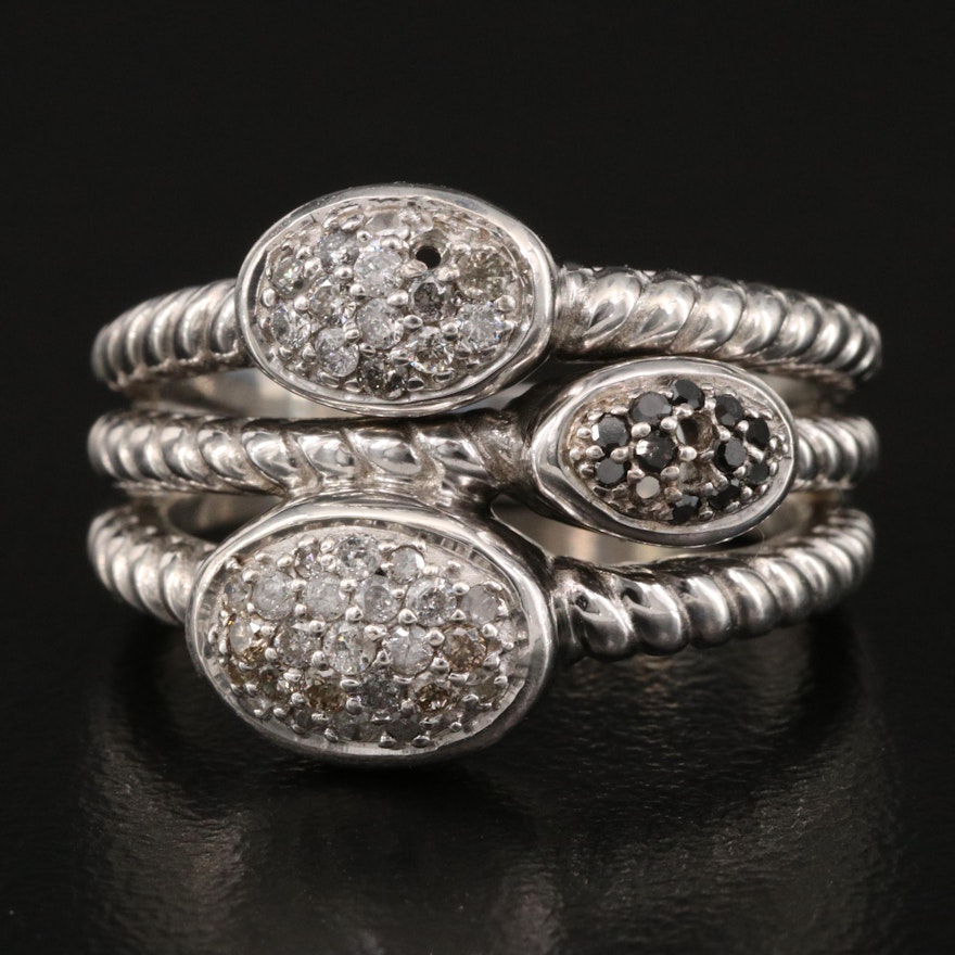 Sterling Pavé Diamond Ring