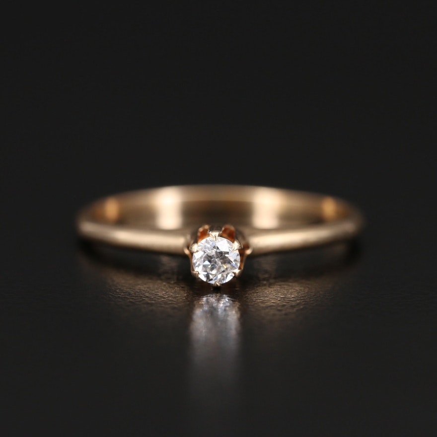 Vintage Otsby & Barton Co. 14K 0.11 CT Diamond Solitaire Ring