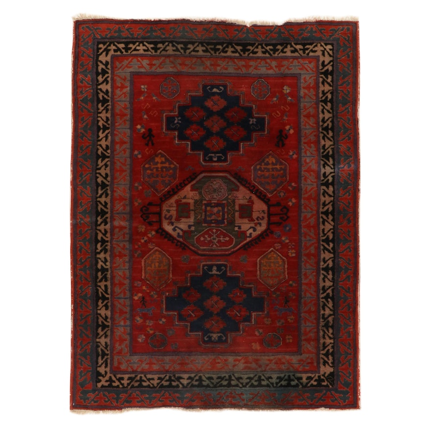 5'5 x 7'6 Hand-Tufted German Pictorial Wool Rug, 1920s