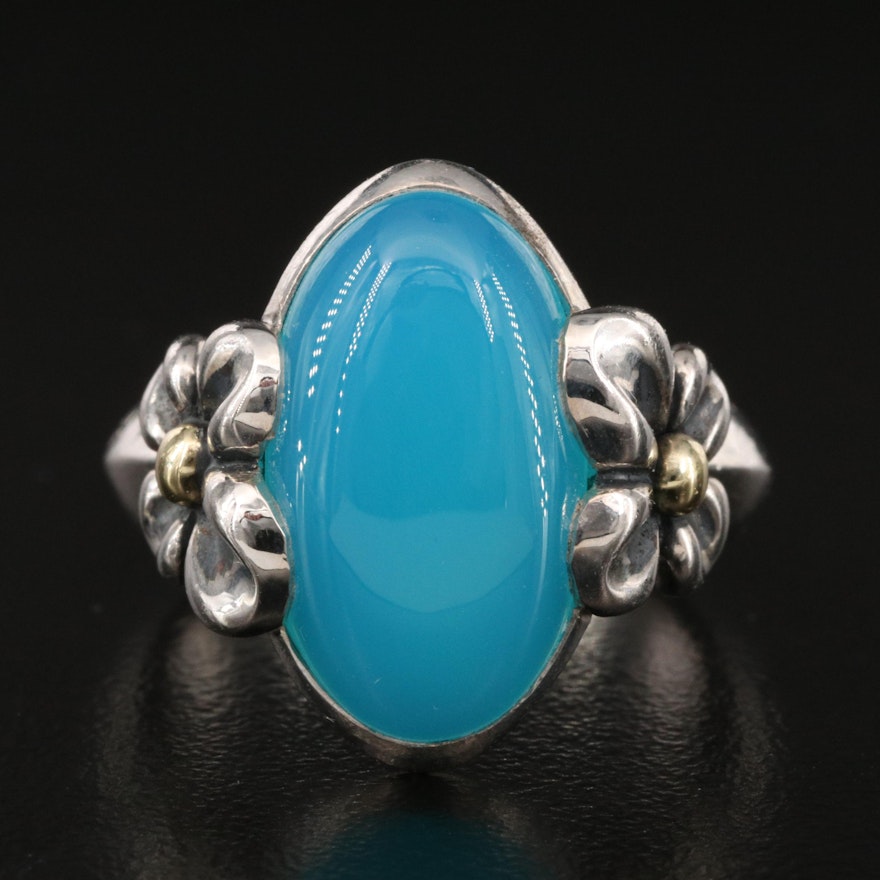 Sterling Chalcedony Flower Ring with 18K Accents