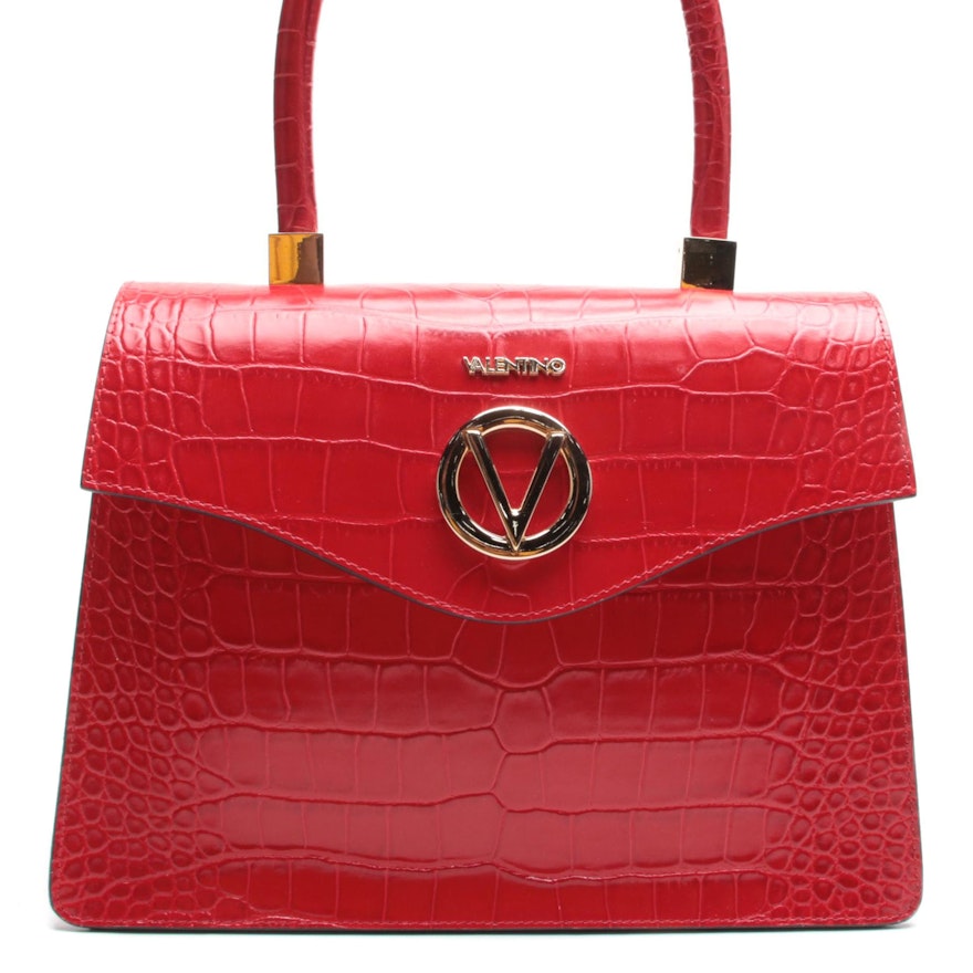 Valentino by Mario Valentino Spa Melanie Two-Way Bag in Croc-Embossed Leather